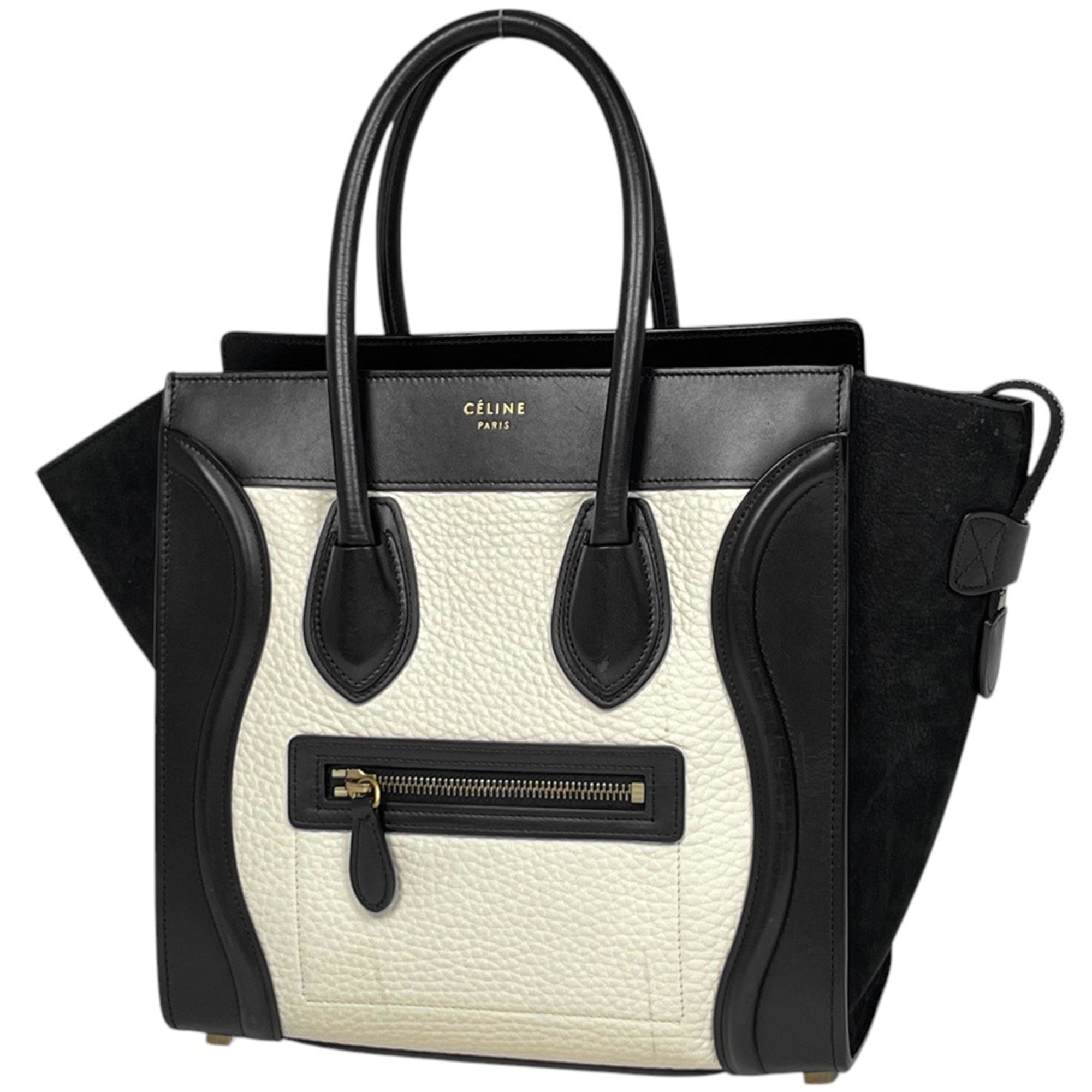 Celine Black White Leather Handbag (Pre-Owned)