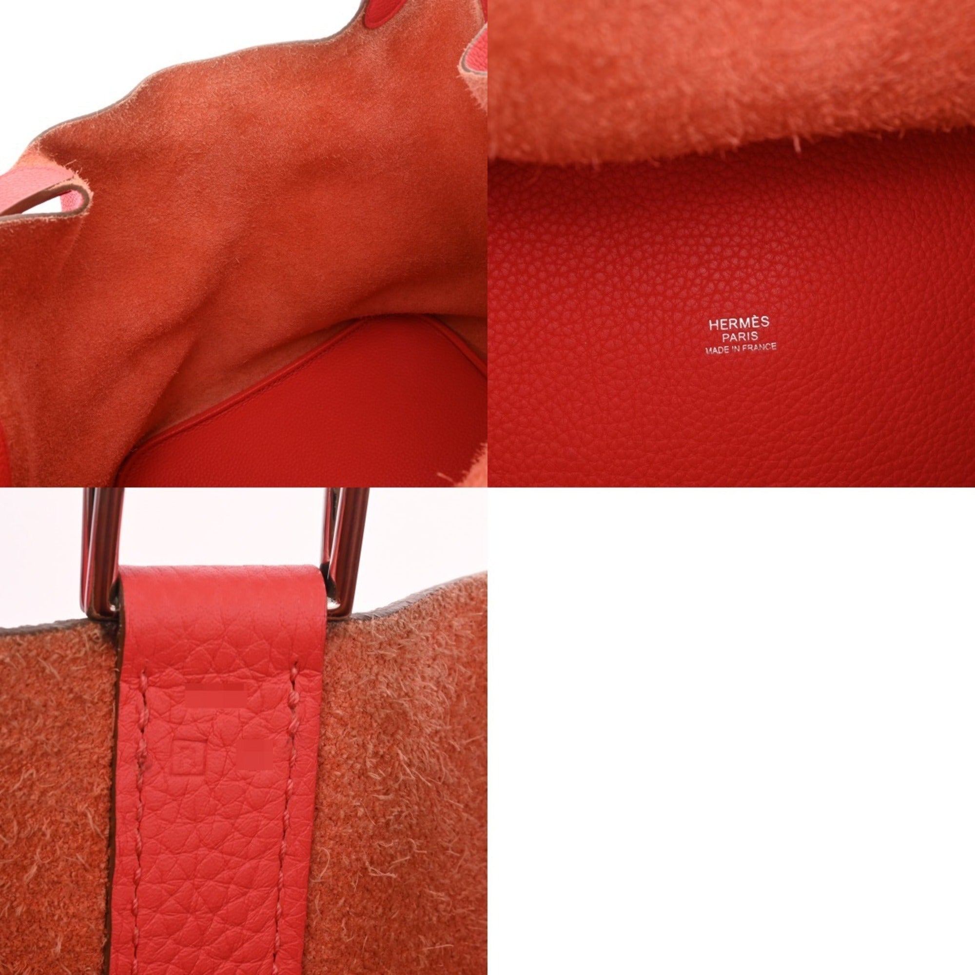 Hermes Red Color Taurillon Clemence Leather Handbag (Pre-Owned)