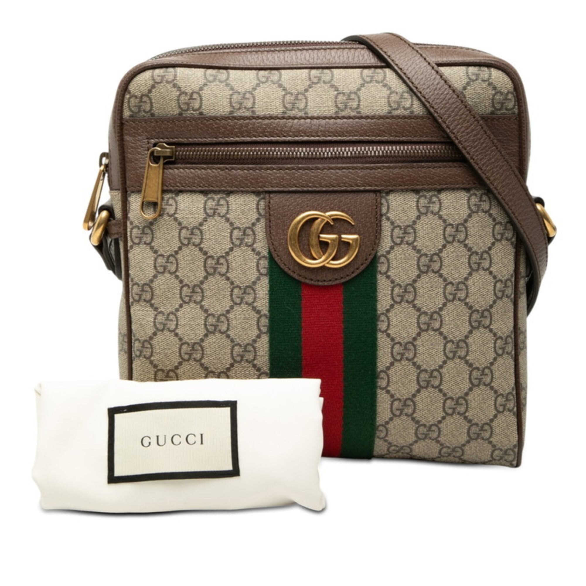 Gucci Brown Green Red Color Pvc Leather Shoulder Bag (Pre-Owned)