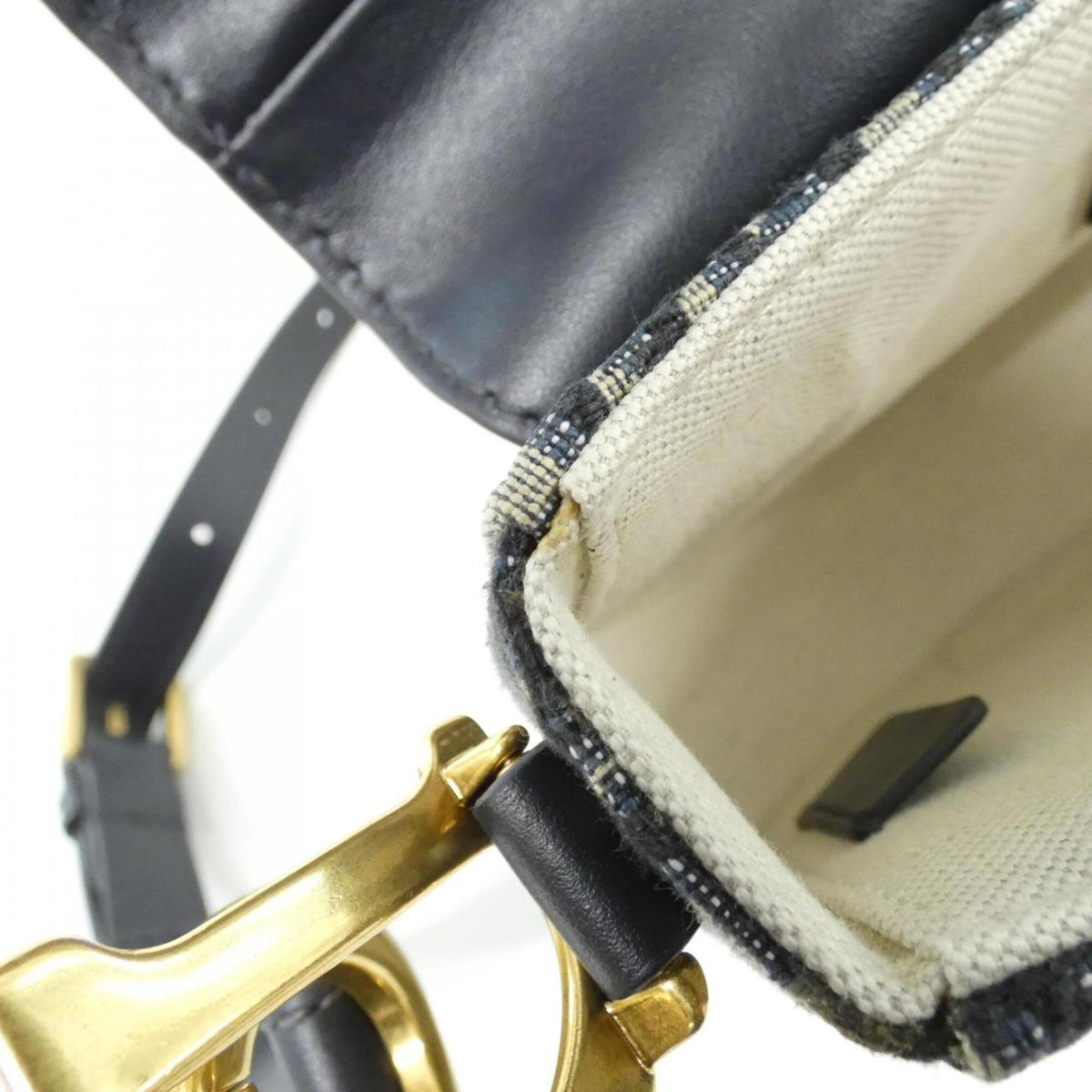 Christian Dior Blue Canvas Leather Shoulder Bag (Pre-Owned)