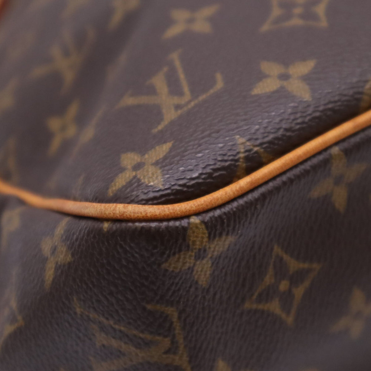 Louis Vuitton Beige Brown Coated Canvas Leather Handbag (Pre-Owned)