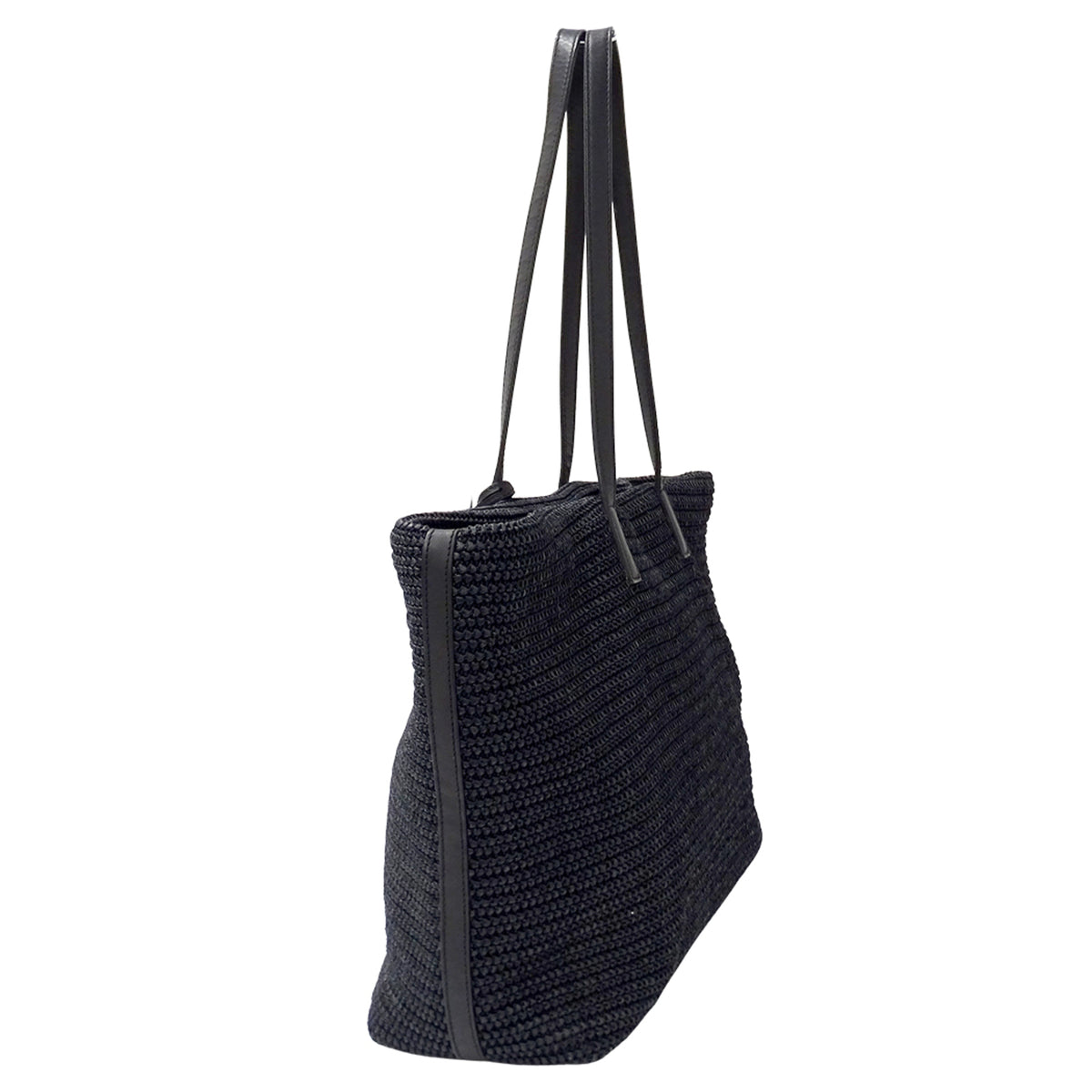 Saint Laurent Black Raffia Handbag Tote Bag (Pre-Owned)