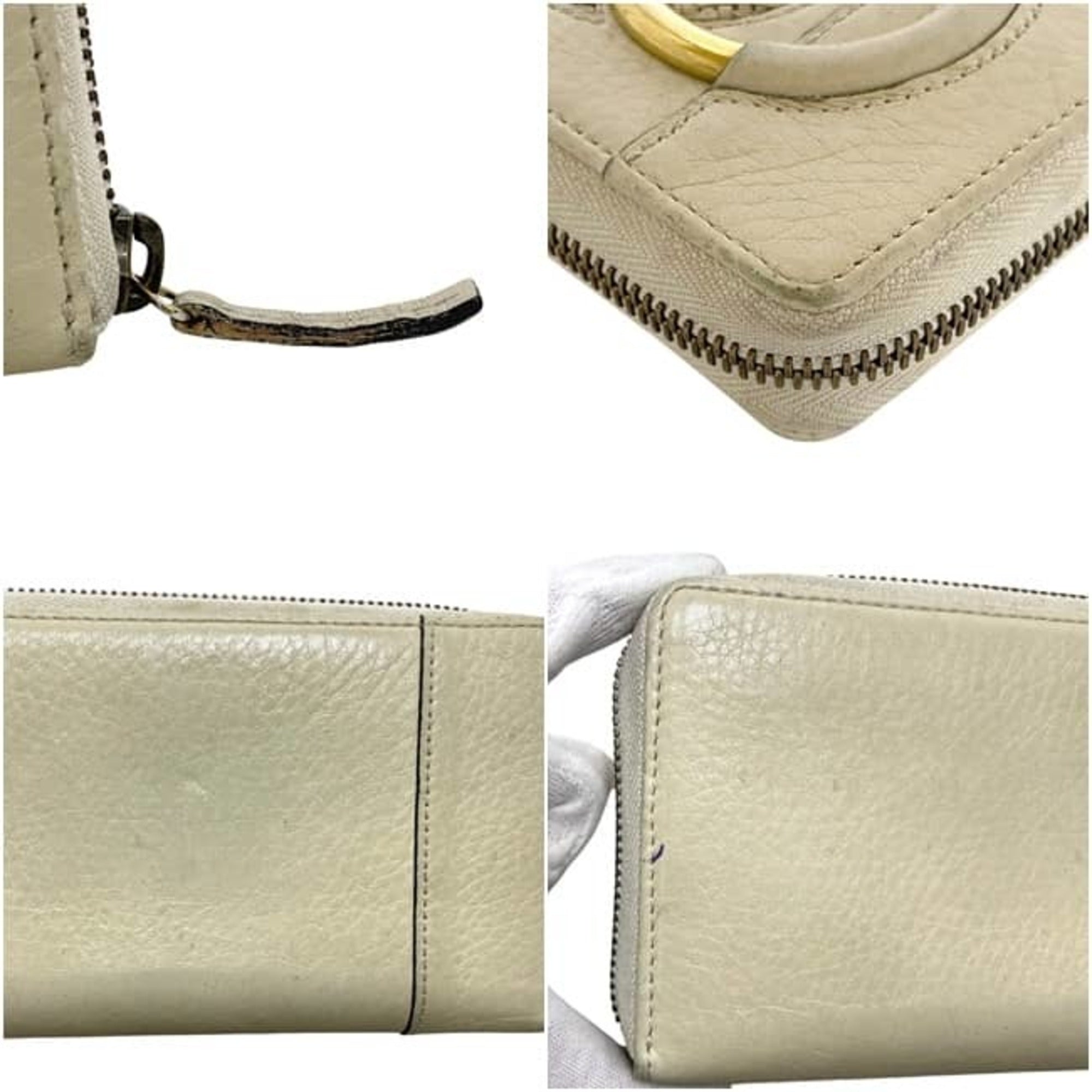 Gucci Beige Leather Long Wallet (Bi-Fold) (Pre-Owned)