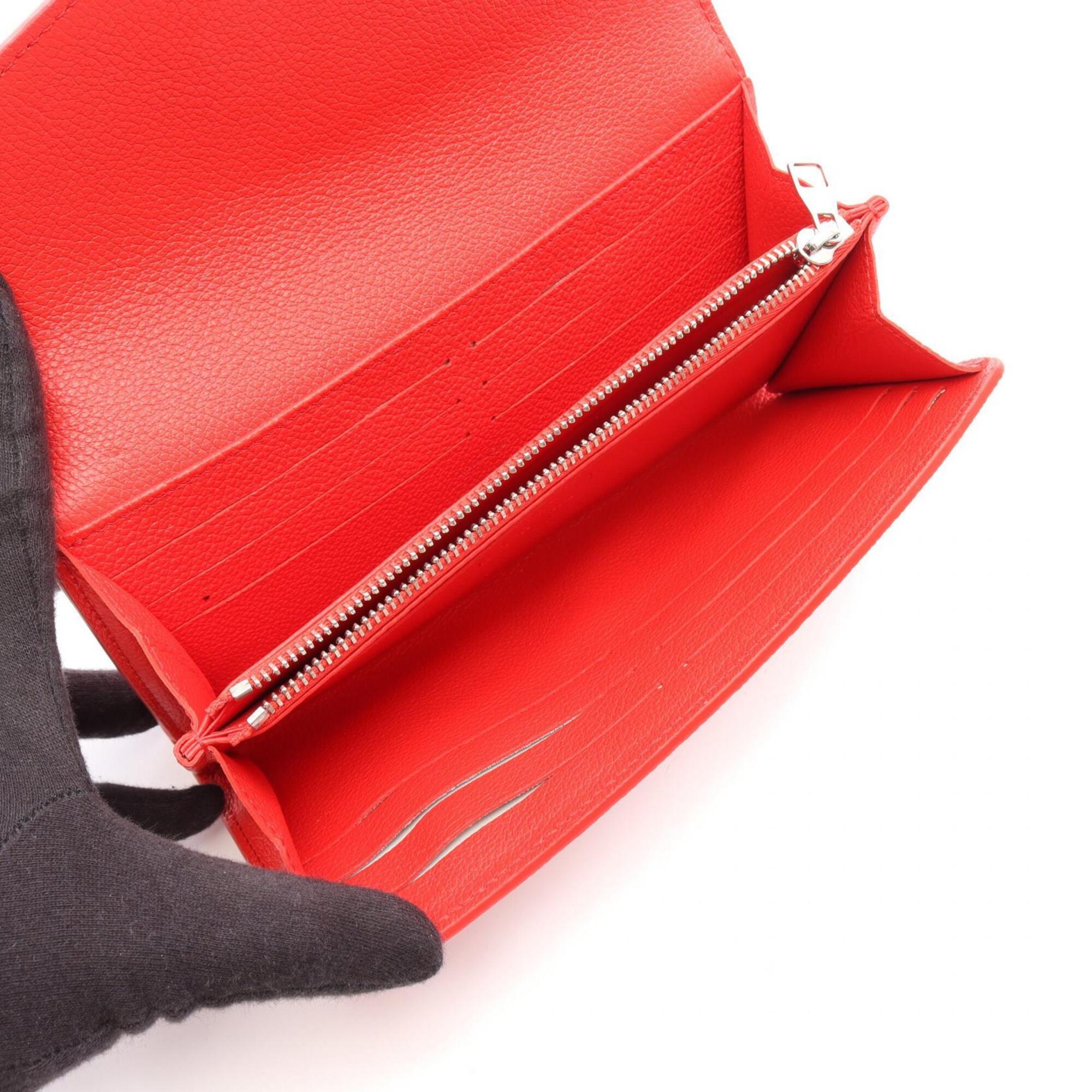 Louis Vuitton Red Color White Leather Long Wallet (Bi-Fold) (Pre-Owned)