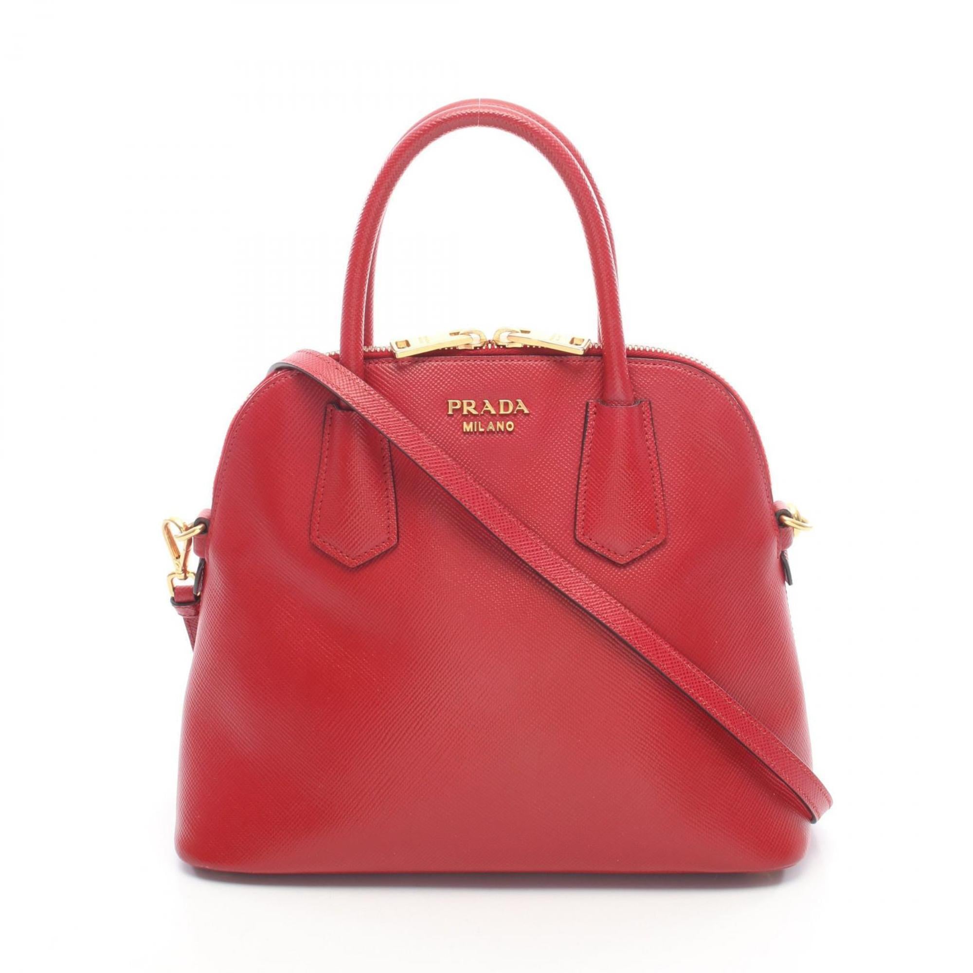 Prada Red Color Saffiano Triangle Handbag (Pre-Owned)
