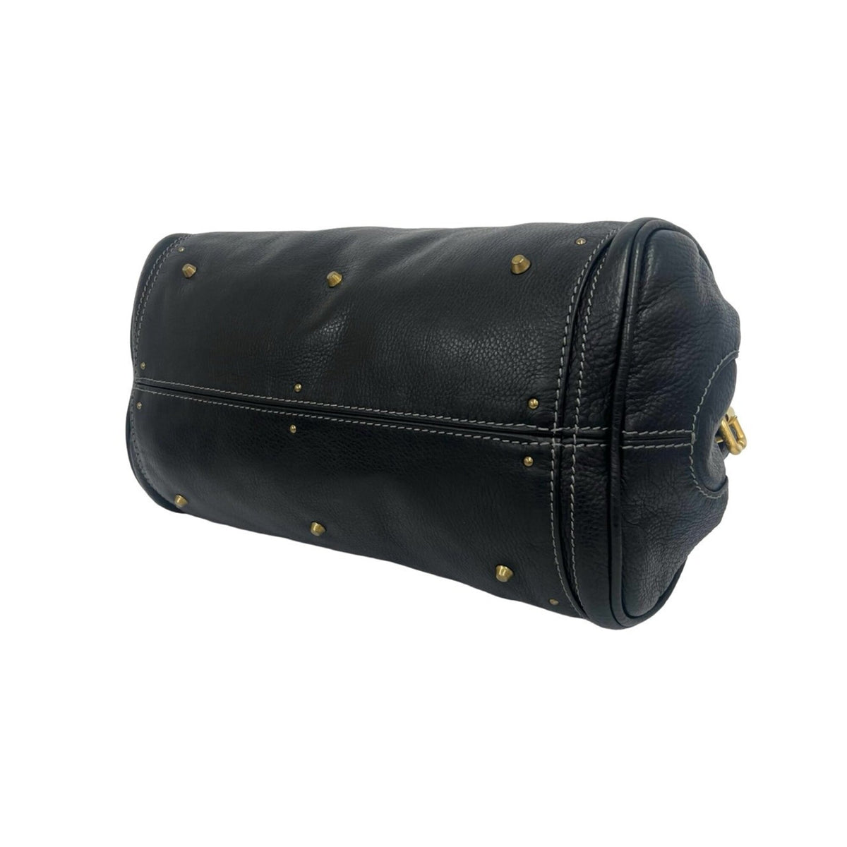Chloé Black Leather Boston Bag Handbag Tote Bag (Pre-Owned)