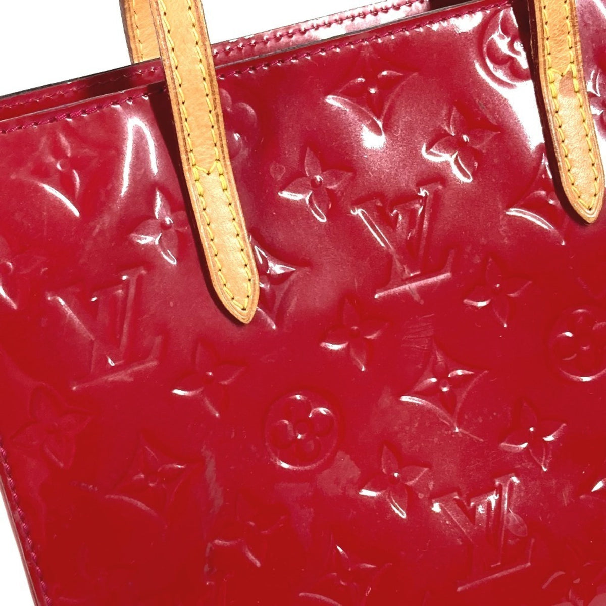 Louis Vuitton Indian Rose Red Color Monogram Vernis Canvas Handbag Tote Bag (Pre-Owned)