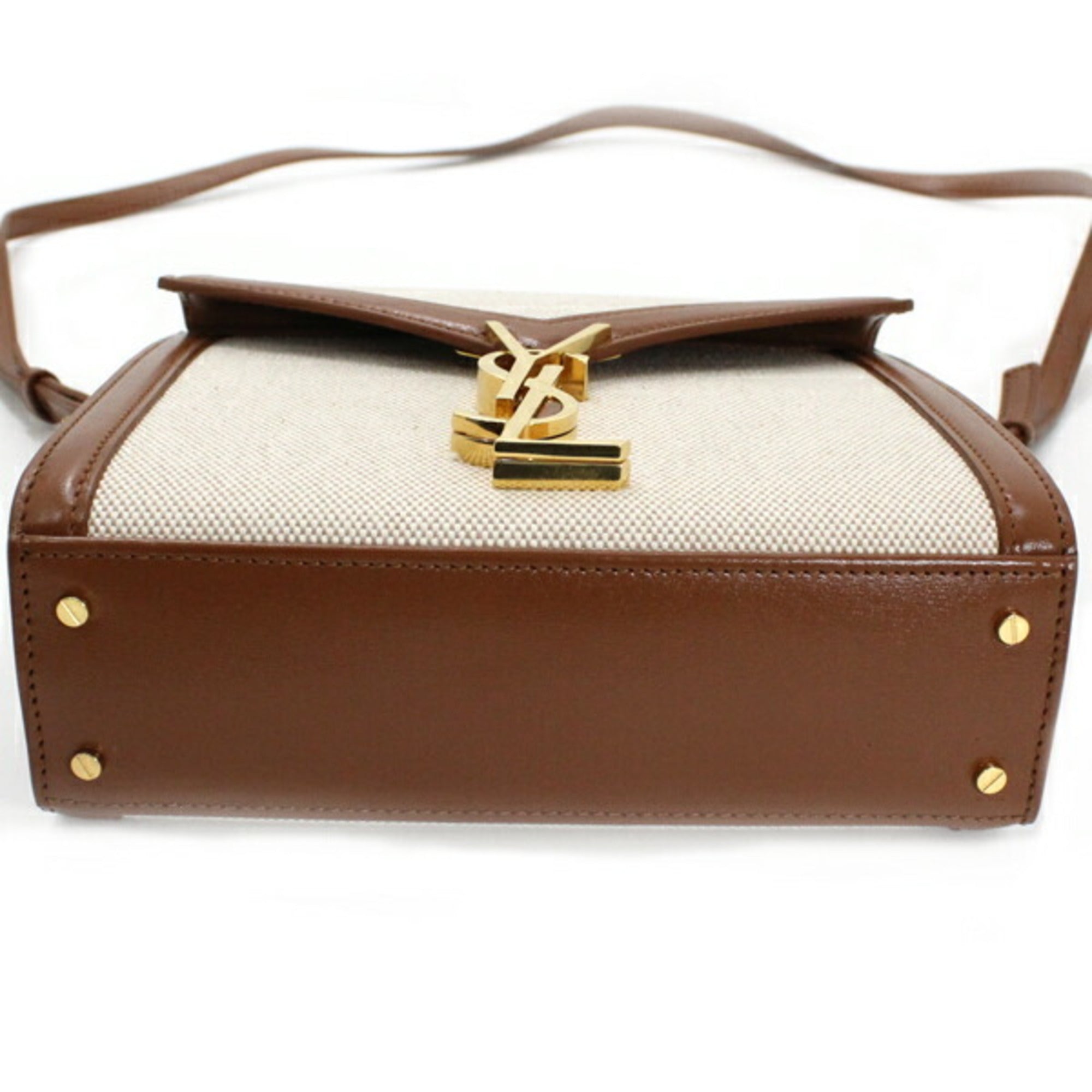 Saint Laurent Brown Canvas Leather Shoulder Bag (Pre-Owned)