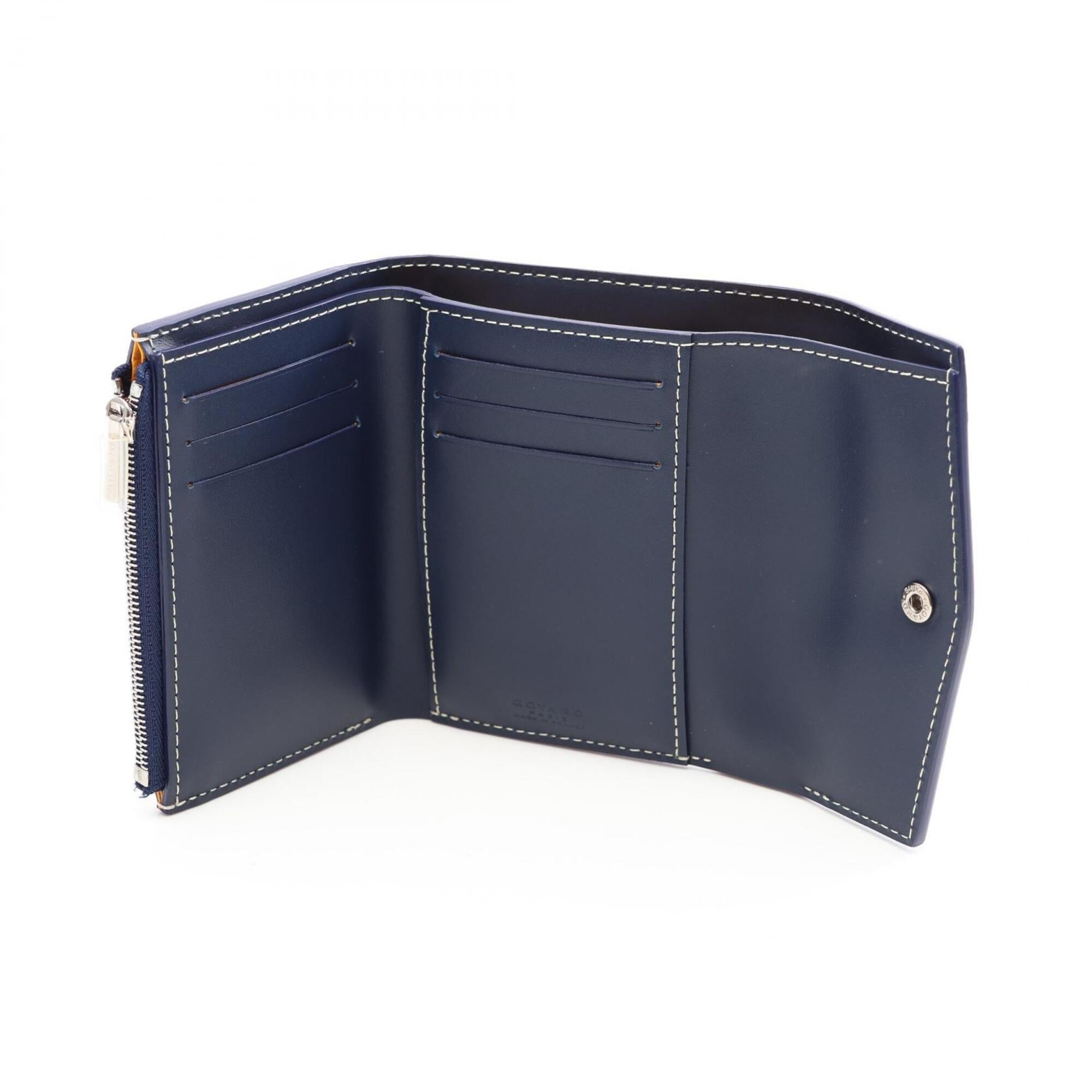 Goyard Multi-Color Navy Coated Canvas Leather Wallet (Tri-Fold) (Pre-Owned)