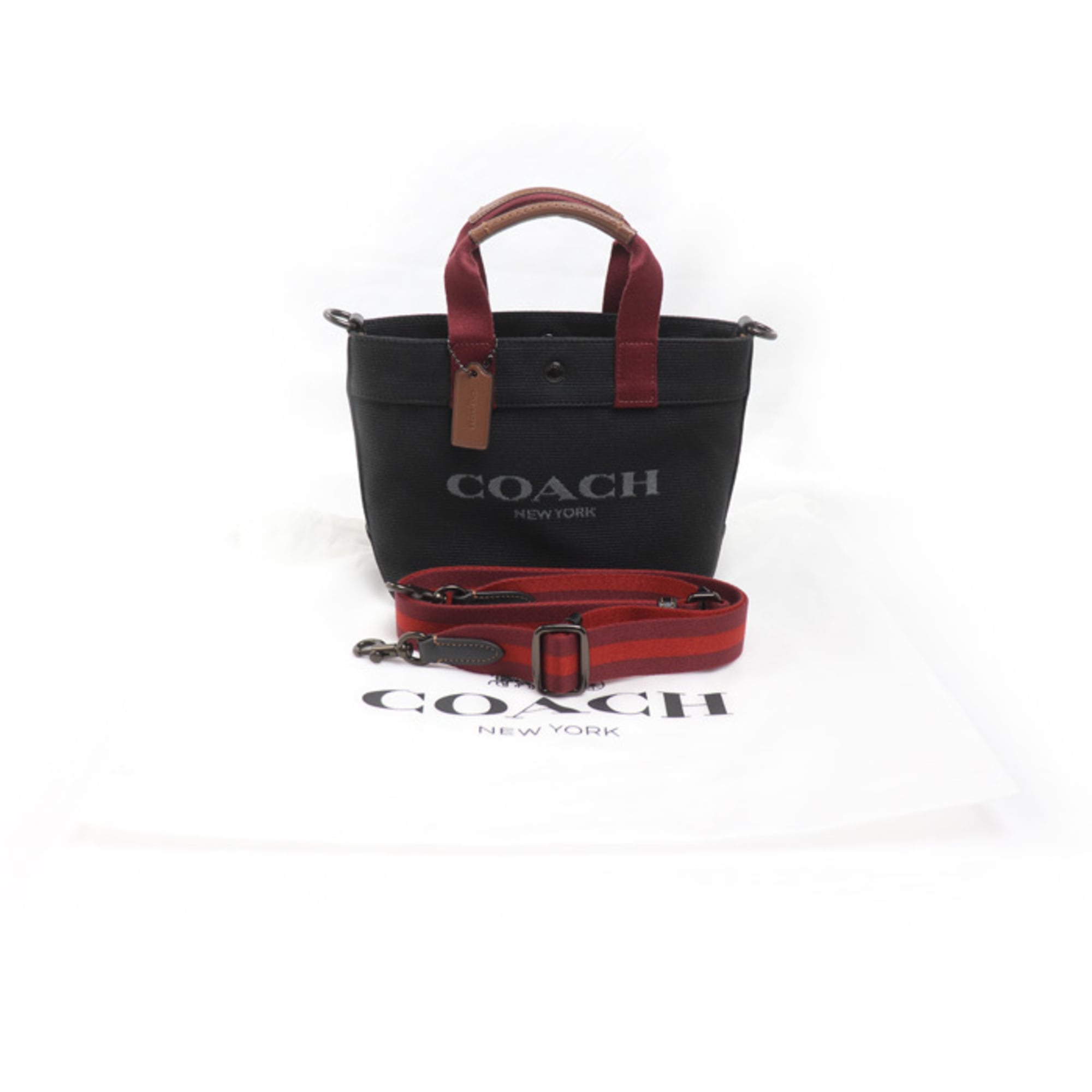 Coach Black Cotton Canvas Leather Tote Bag (Pre-Owned)