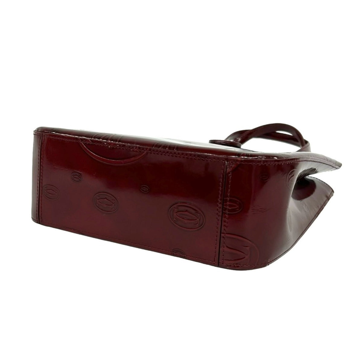 Cartier Wine Red Patent Leather Handbag Tote Bag (Pre-Owned)