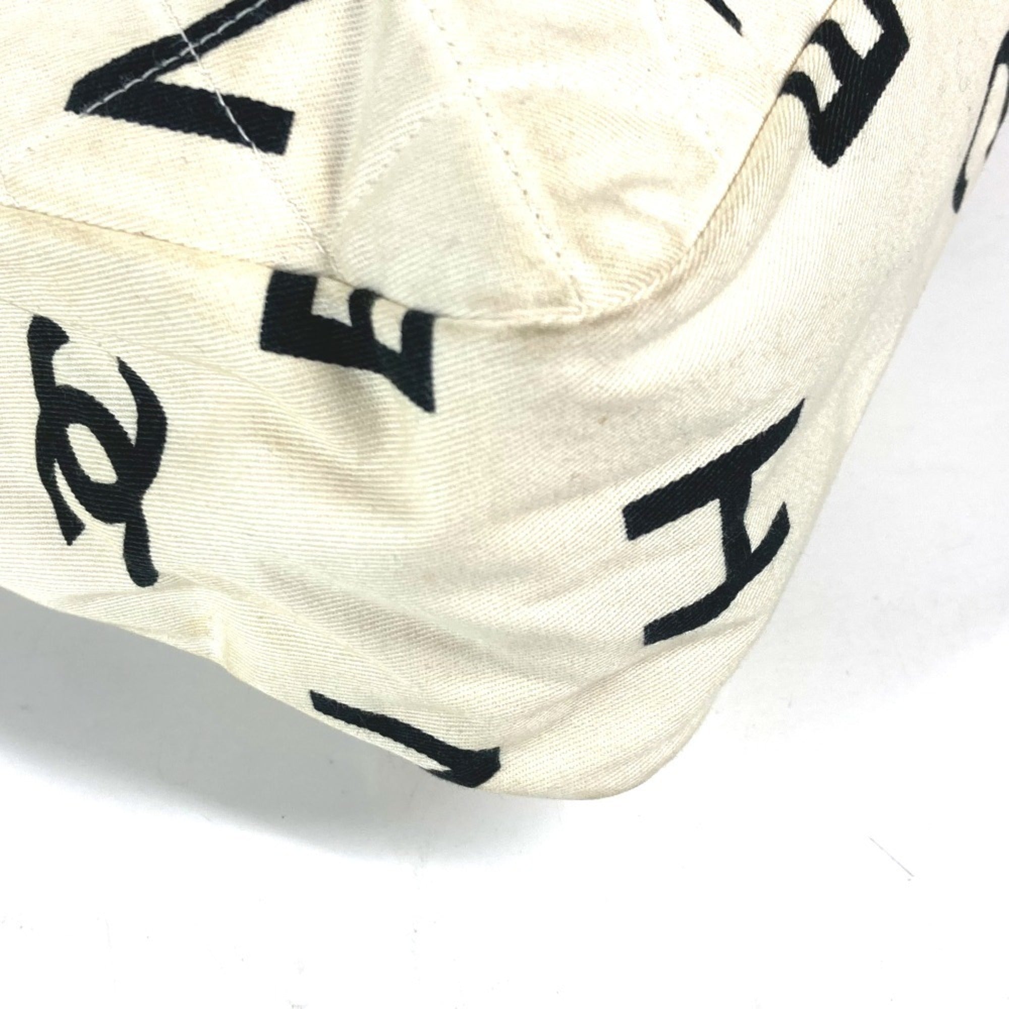 Chanel Black White Canvas Shoulder Bag Tote Bag (Pre-Owned)