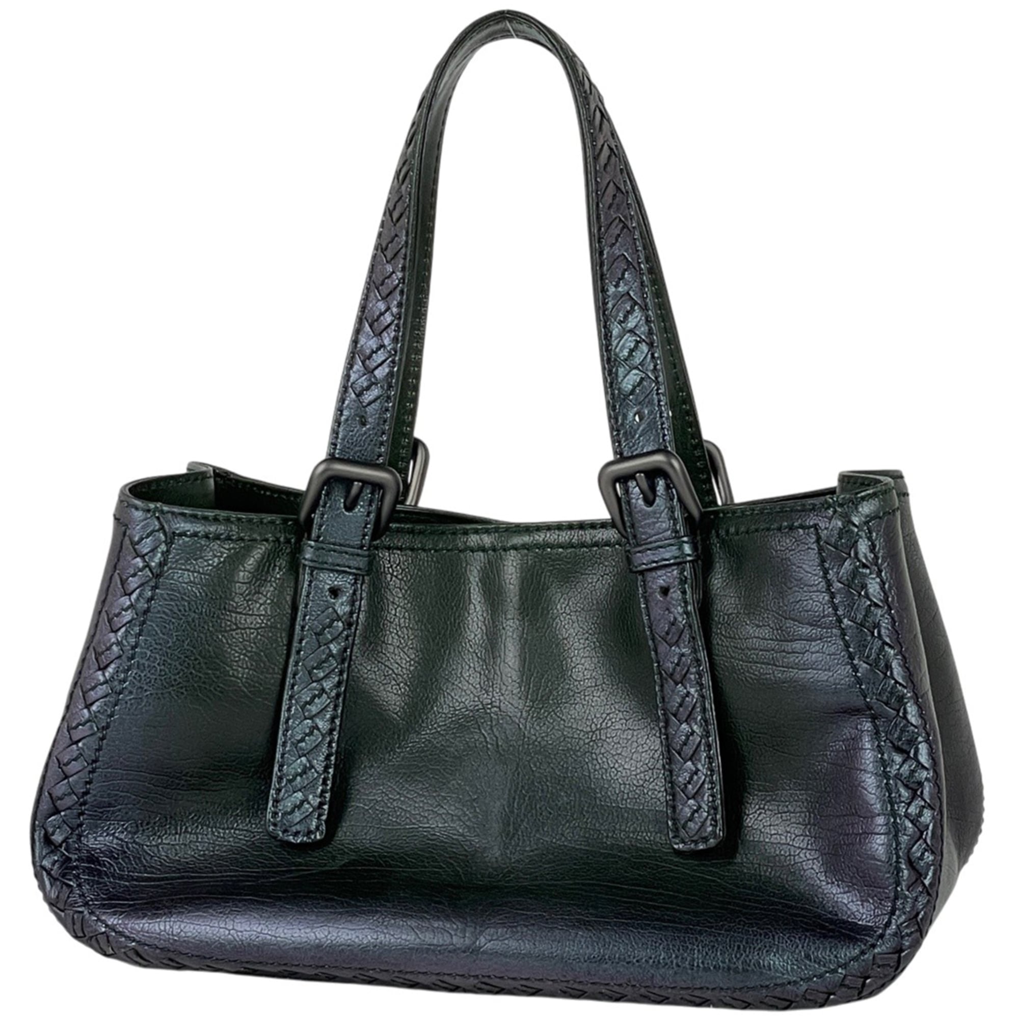 Bottega Veneta Intrecciato Green Leather Handbag (Pre-Owned)