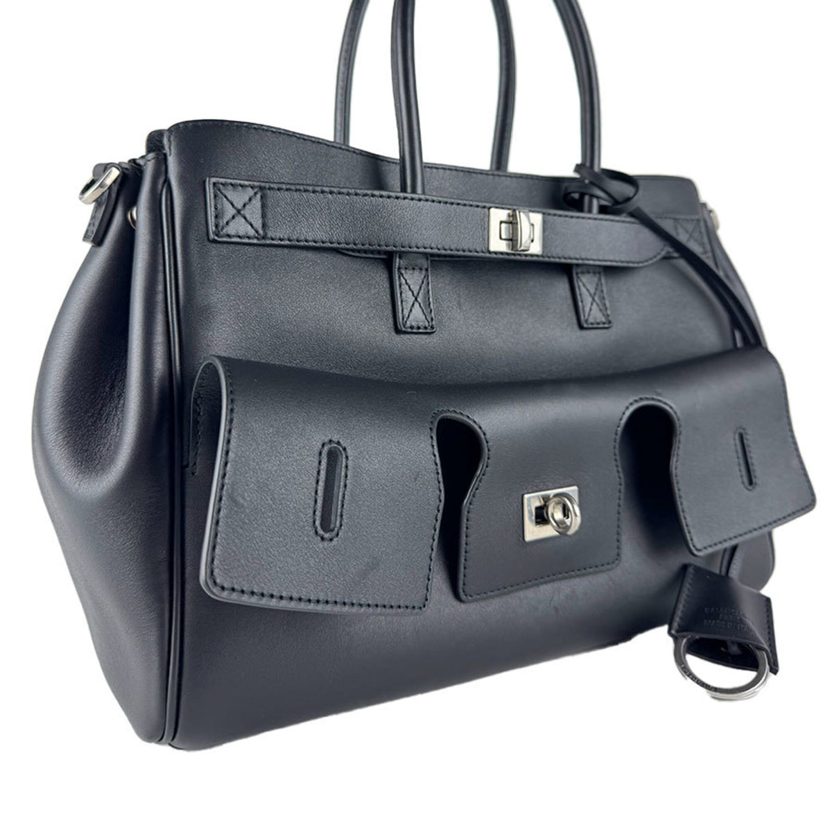 Balenciaga Black Leather Handbag Shoulder Bag (Pre-Owned)