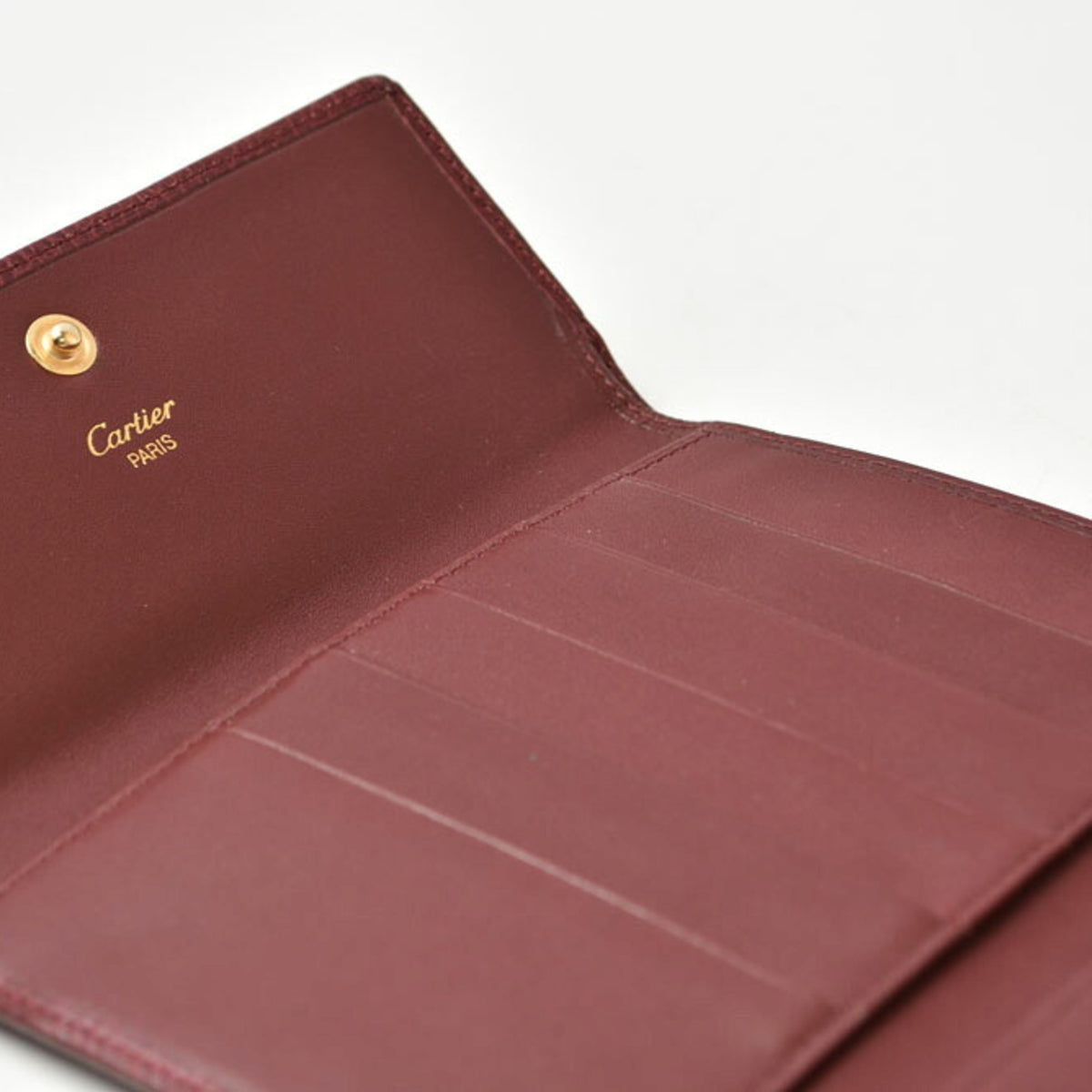 Cartier Bordeaux Leather Wallet (Tri-Fold) (Pre-Owned)