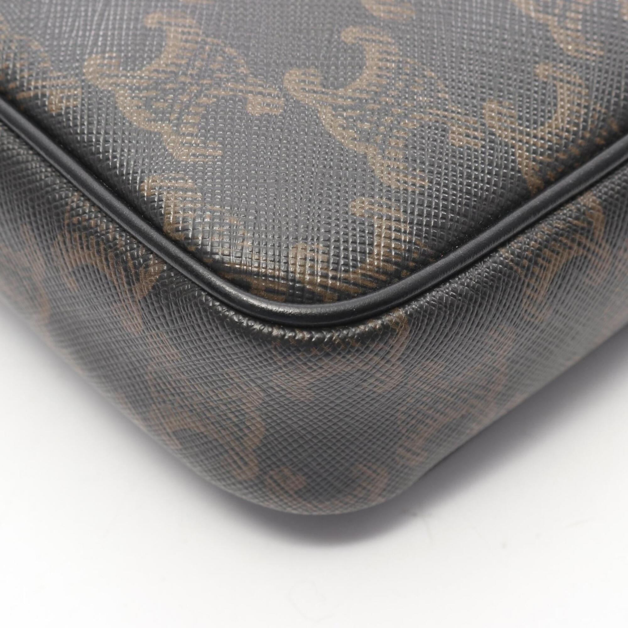 Celine Brown Coated Canvas Leather Handbag Shoulder Bag (Pre-Owned)