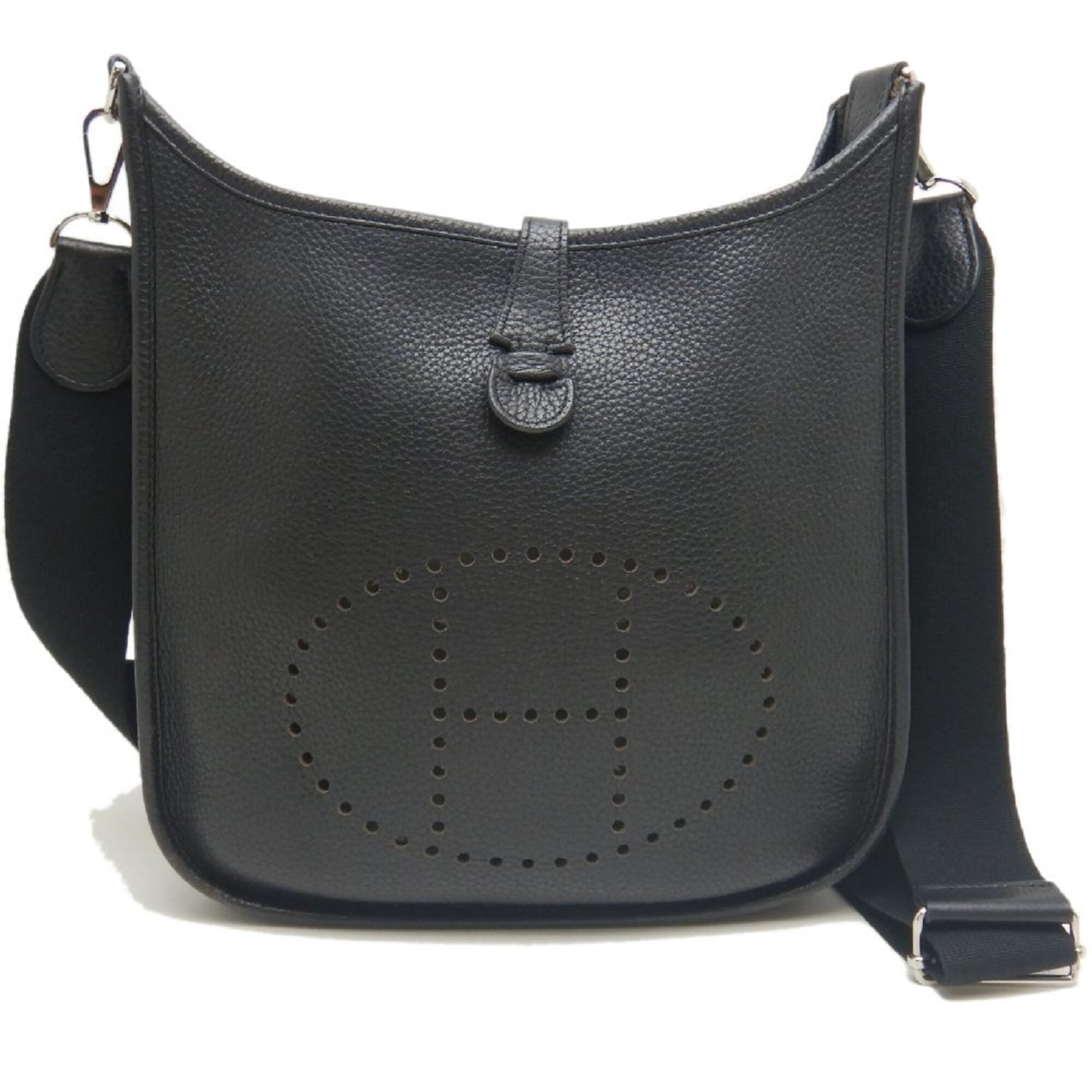 Hermes Evelyne Noir Taurillon Clemence Leather Shoulder Bag (Pre-Owned)