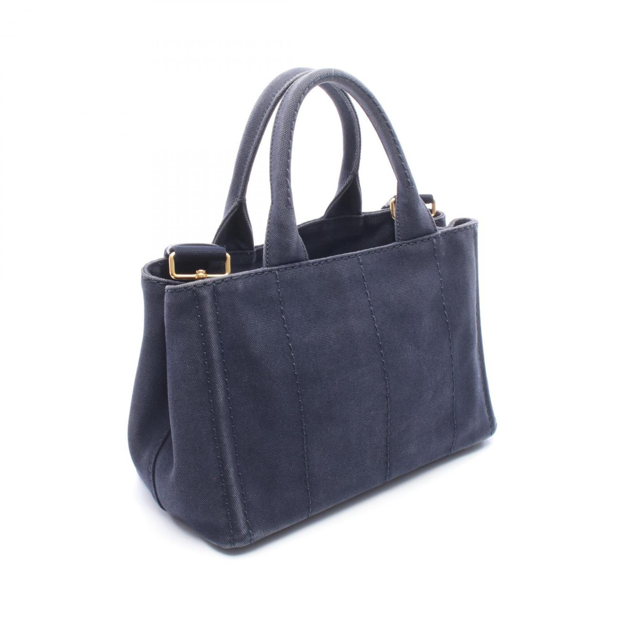 Prada Navy Canvas Handbag Tote Bag (Pre-Owned)