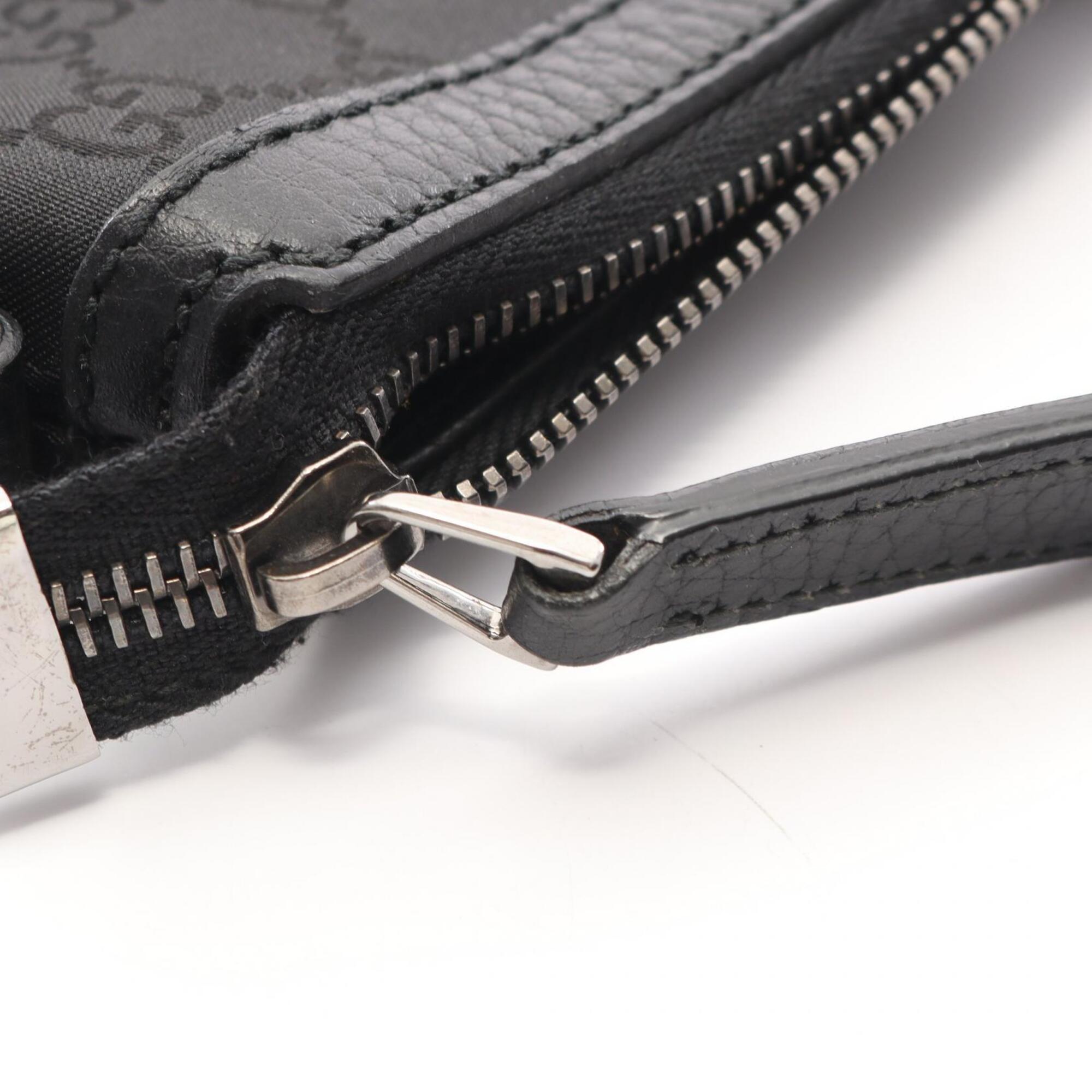 Gucci Black Leather Nylon Canvas Handbag Tote Bag (Pre-Owned)