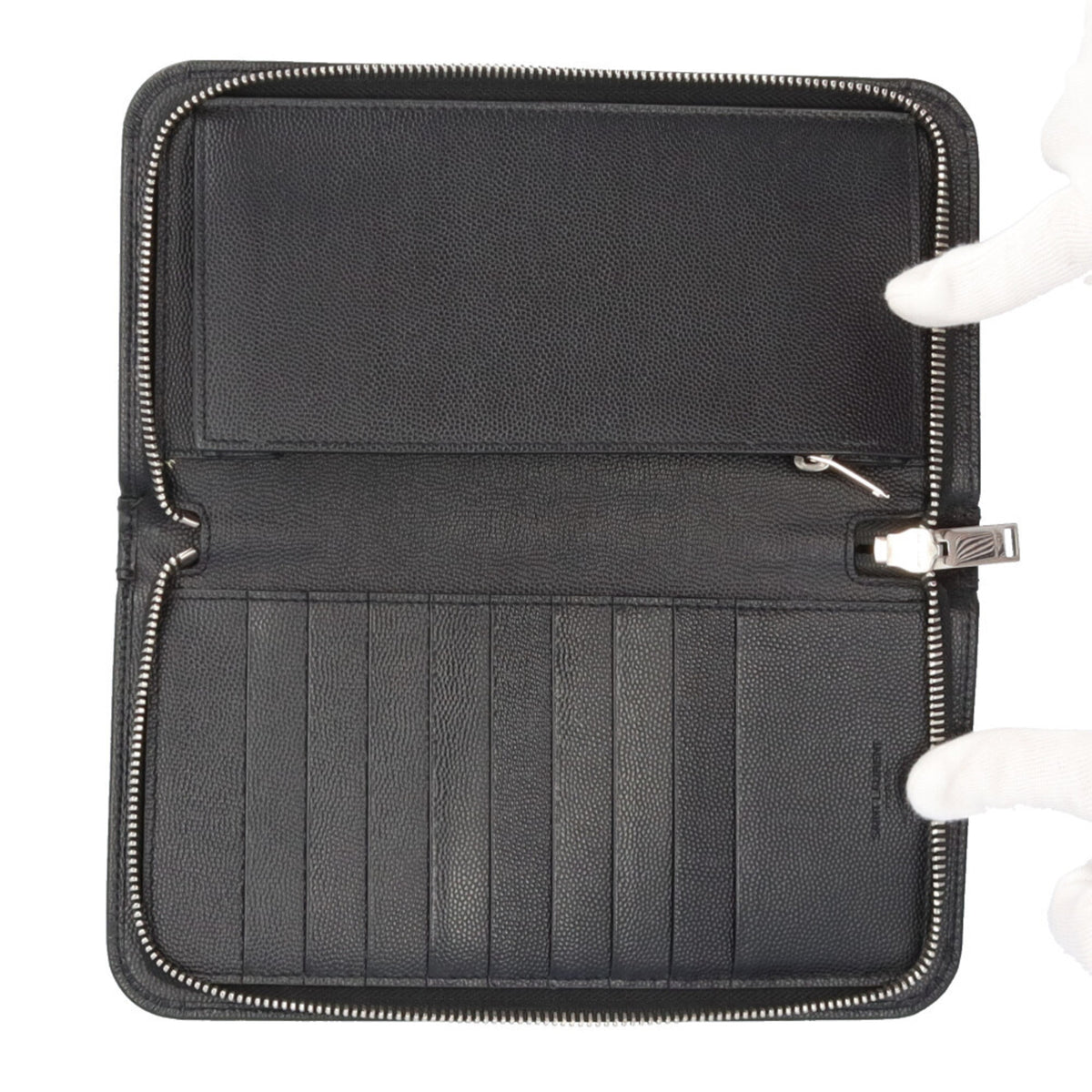 Saint Laurent Black Leather Long Wallet (Bi-Fold) (Pre-Owned)