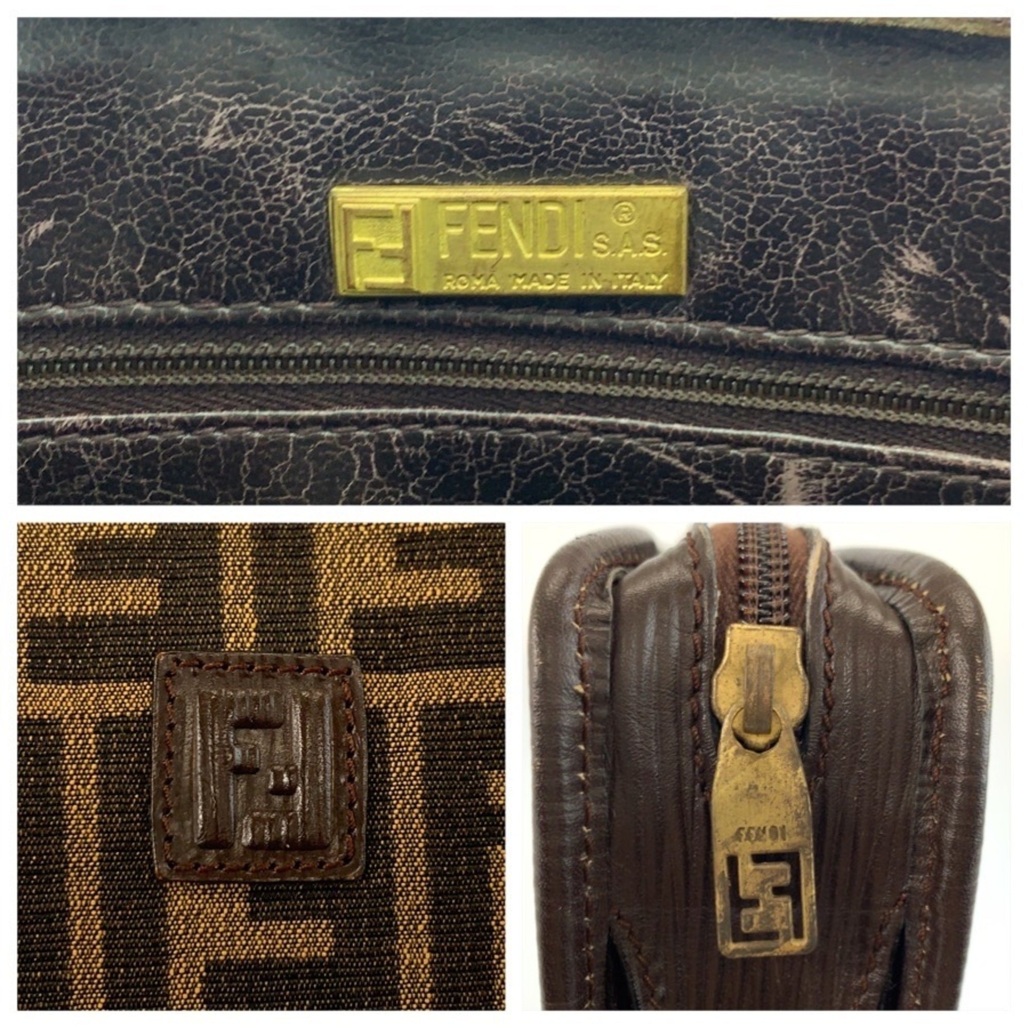 Fendi Brown Canvas Clutch Bag (Pre-Owned)