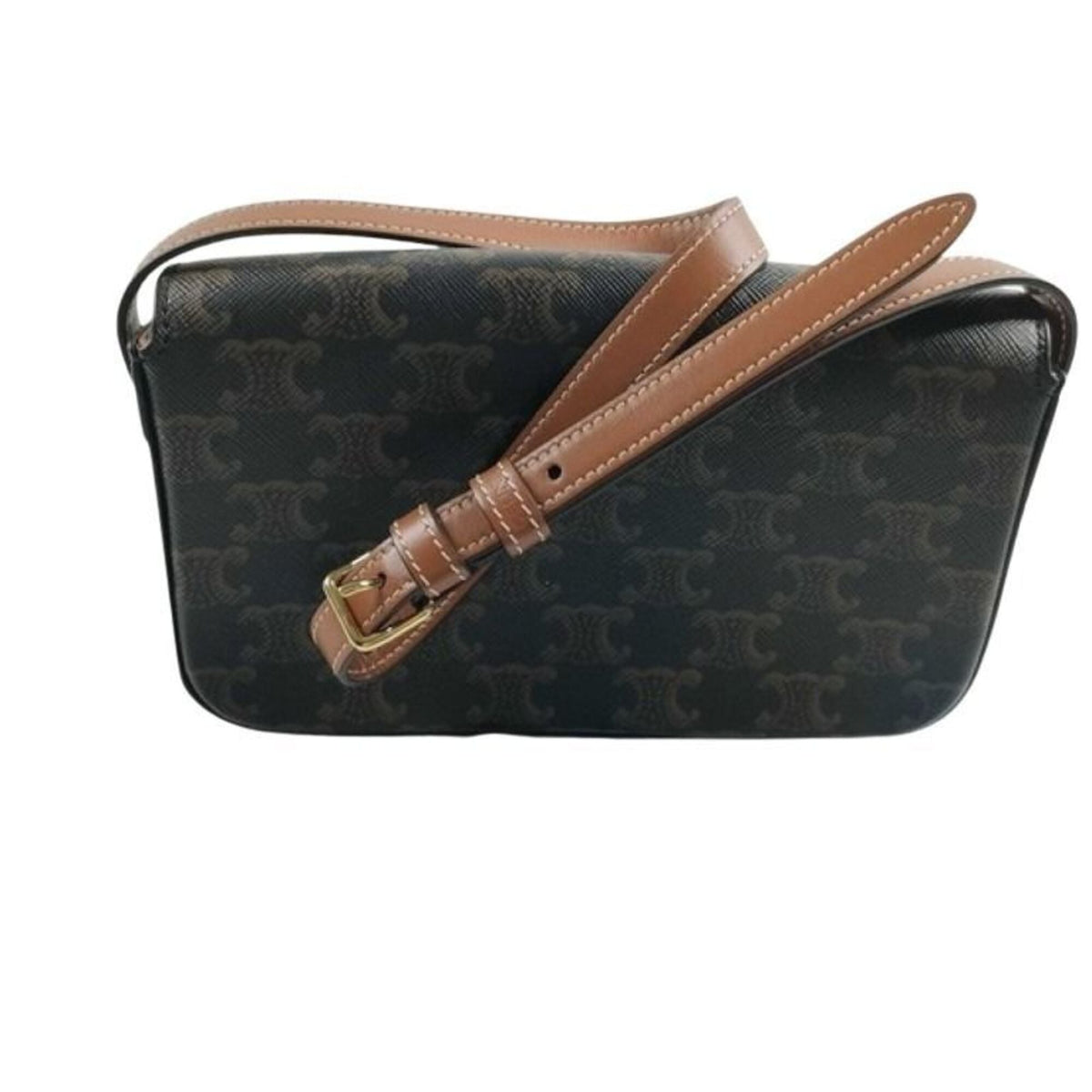 Celine Black Brown Pvc Leather Shoulder Bag (Pre-Owned)