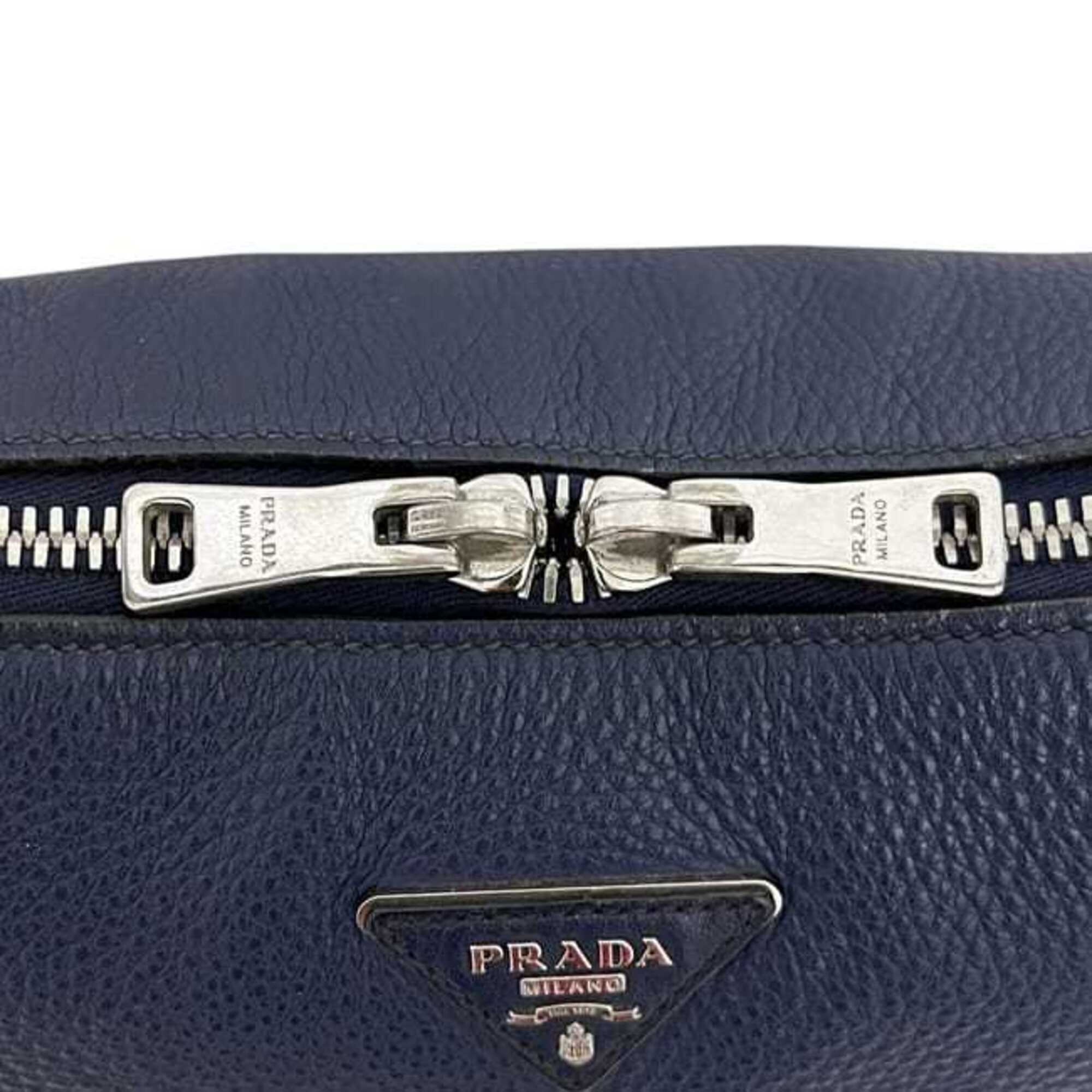 Prada Navy Leather Shoulder Bag (Pre-Owned)