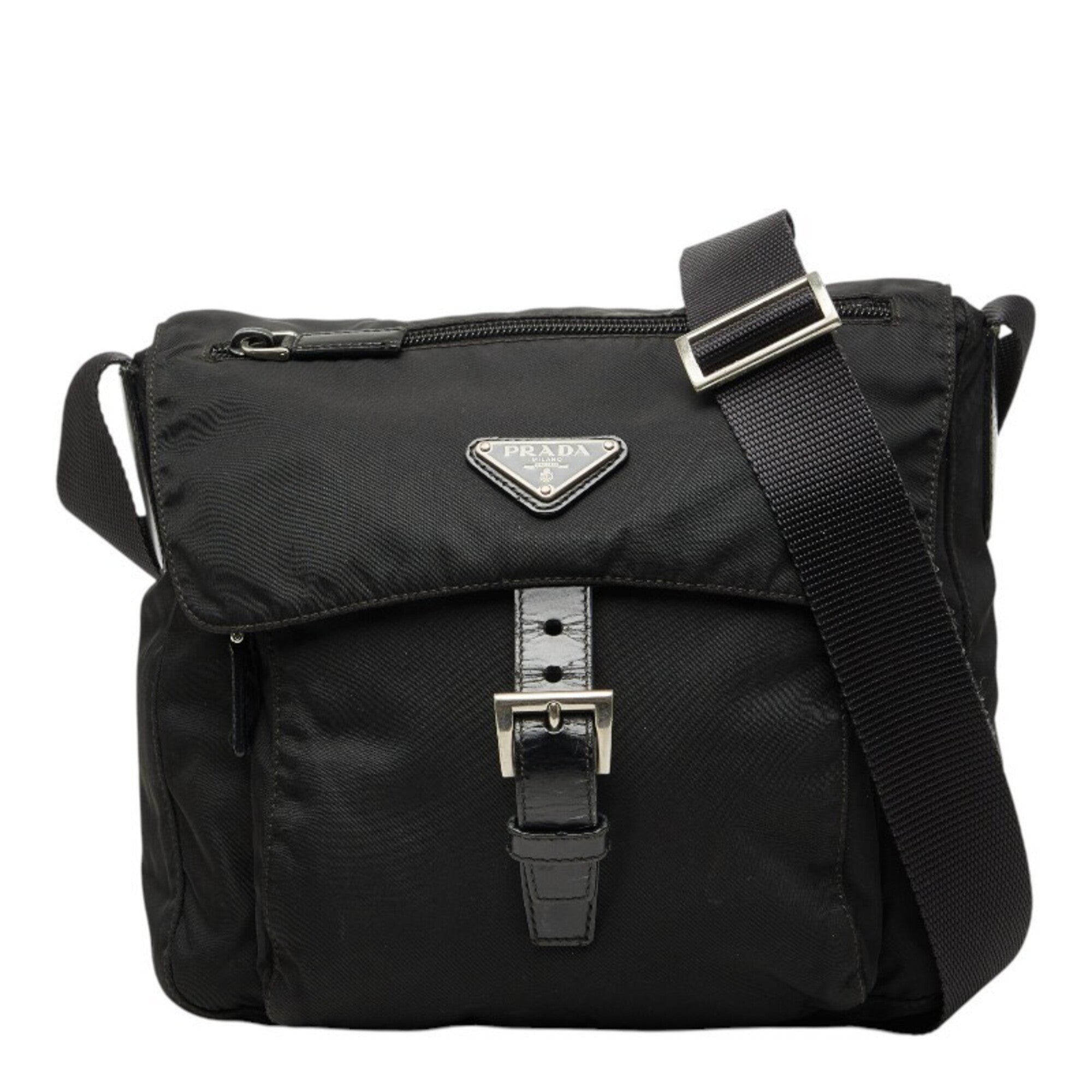 Prada Black Nylon Leather Shoulder Bag (Pre-Owned)