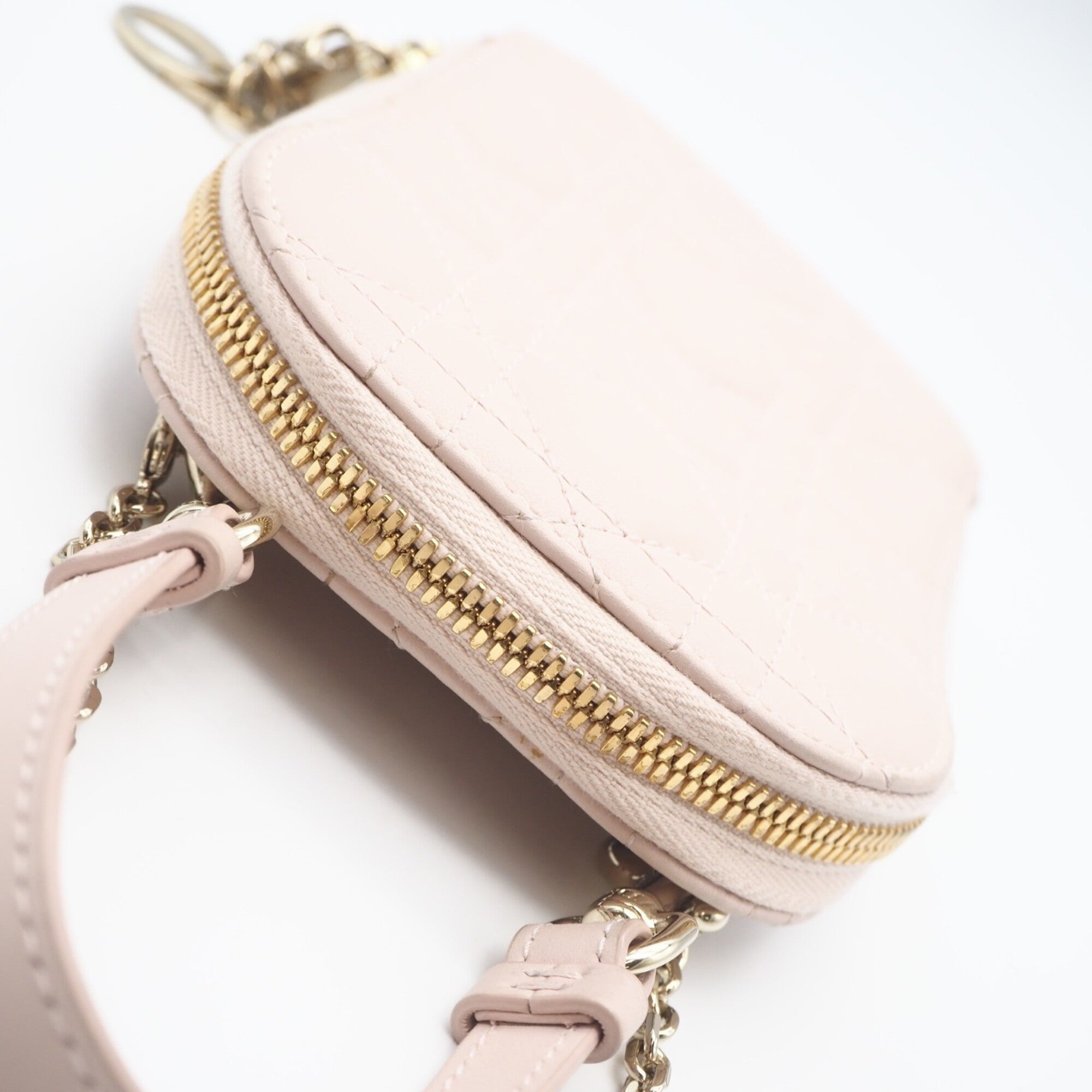 Christian Dior Lady Dior Pink Beige Leather Shoulder Bag (Pre-Owned)