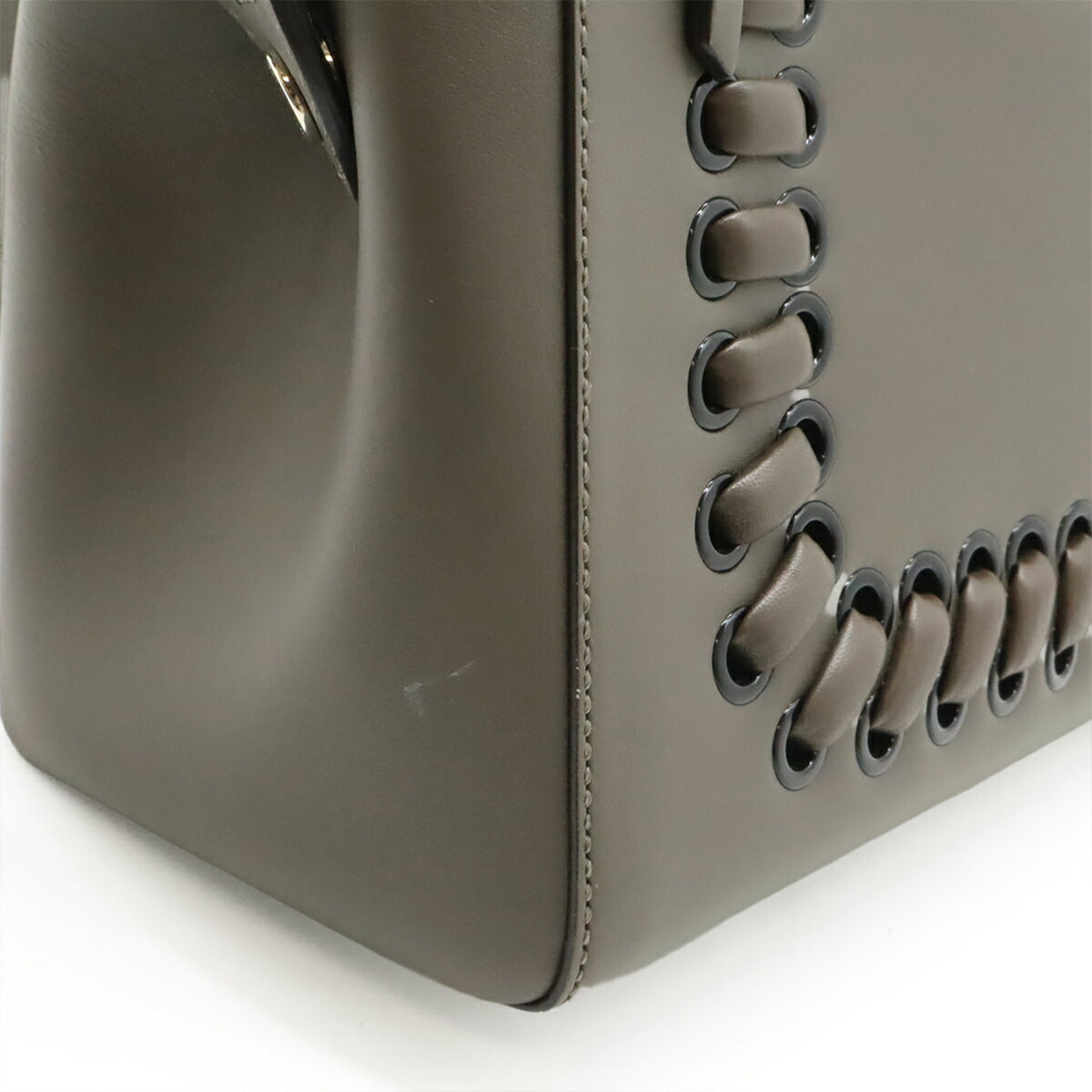 Fendi Gray Leather Handbag Pouch Shoulder Bag (Pre-Owned)