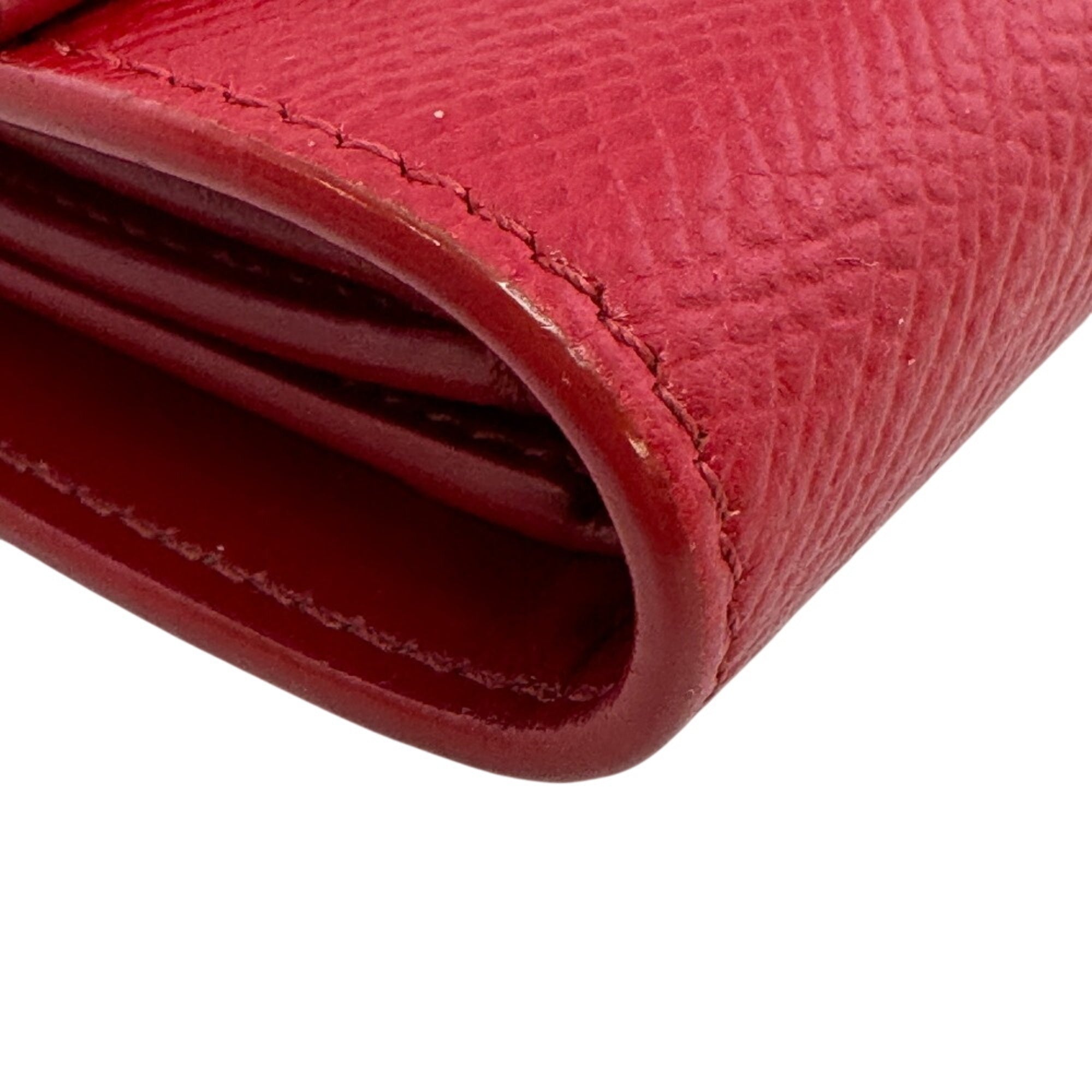 Celine Red Color Leather Wallet (Tri-Fold) (Pre-Owned)