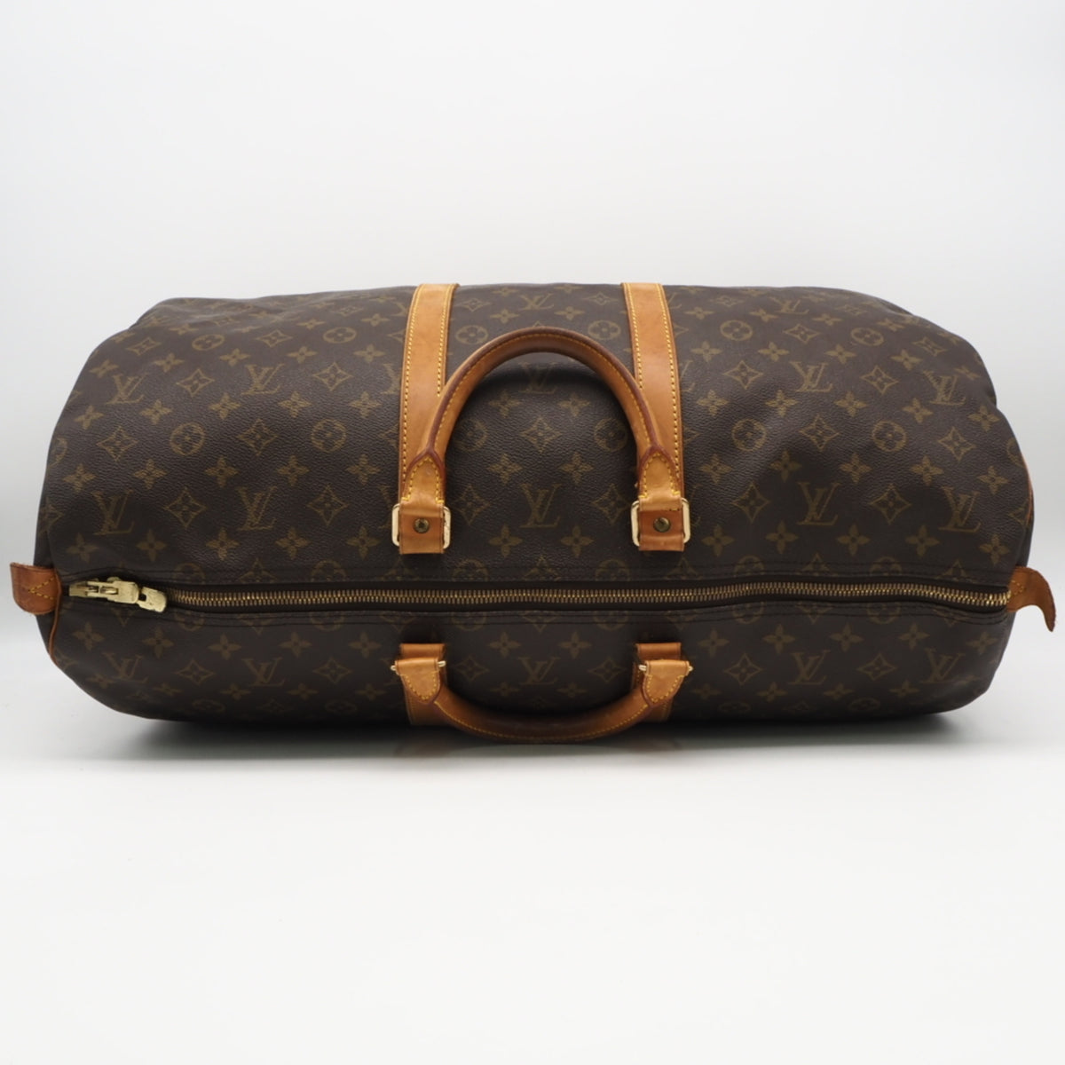 Louis Vuitton Monogram Beige Brown Coated Canvas Leather Boston Bag (Pre-Owned)