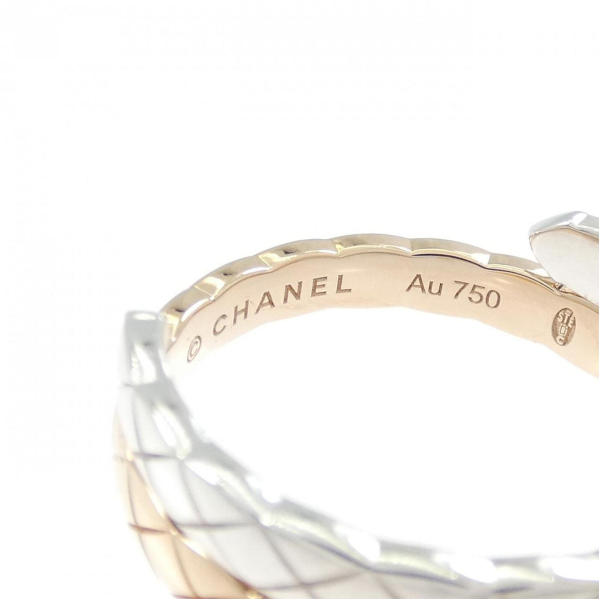 Chanel Pink Gold (18K) White Gold (18K) Band Ring (Pre-Owned)