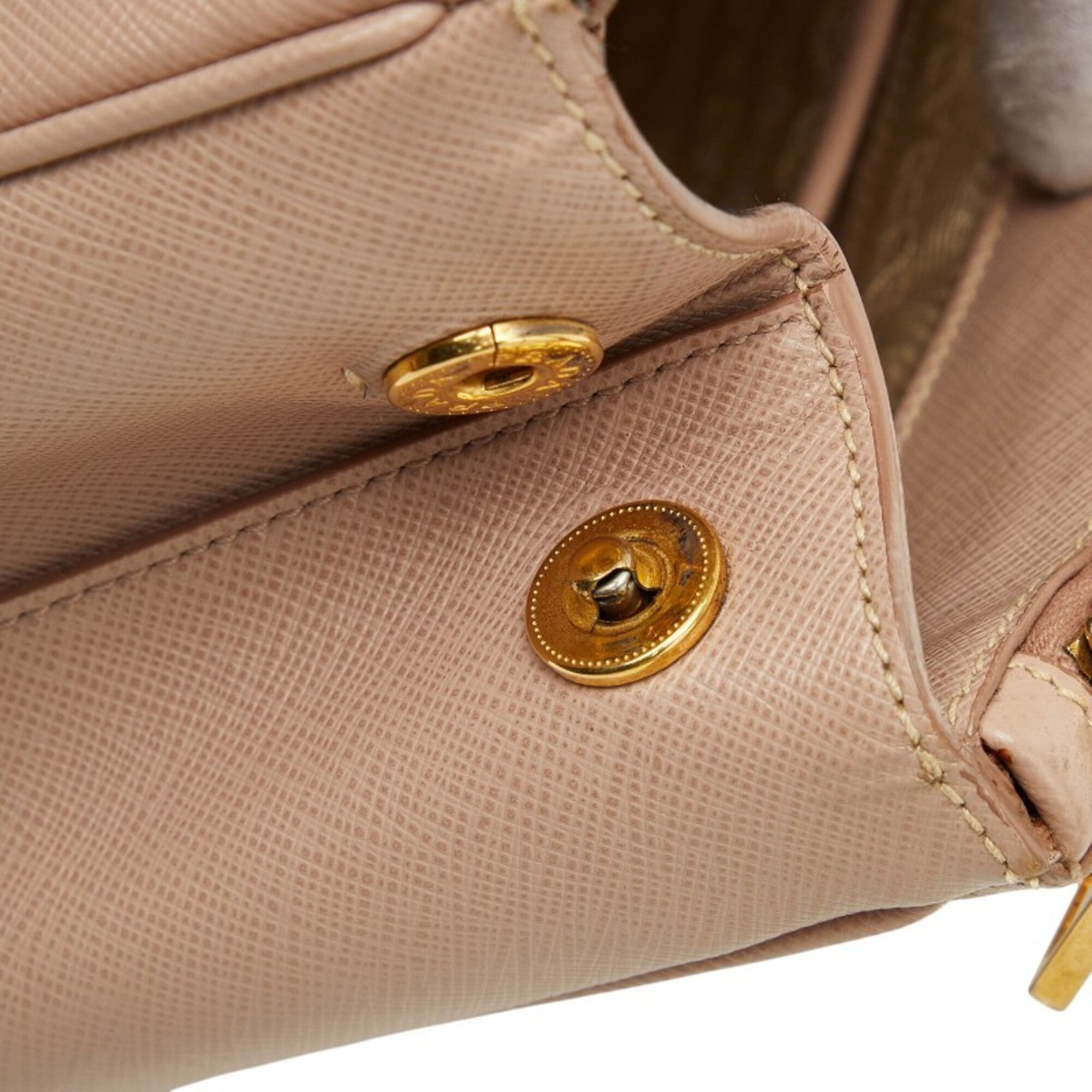 Prada Beige Saffiano Triangle Leather Handbag Shoulder Bag (Pre-Owned)