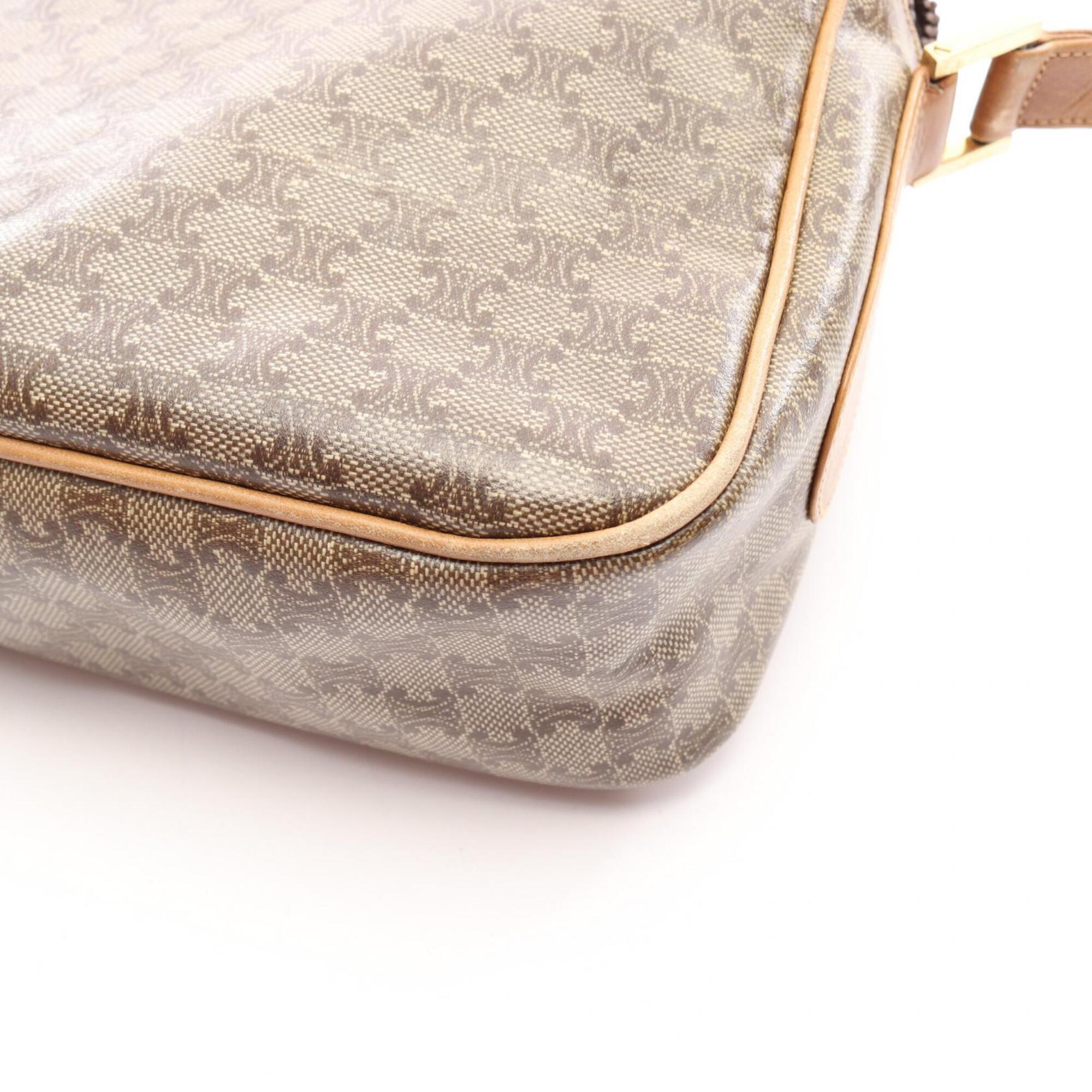 Celine Brown Coated Canvas Leather Handbag Shoulder Bag (Pre-Owned)