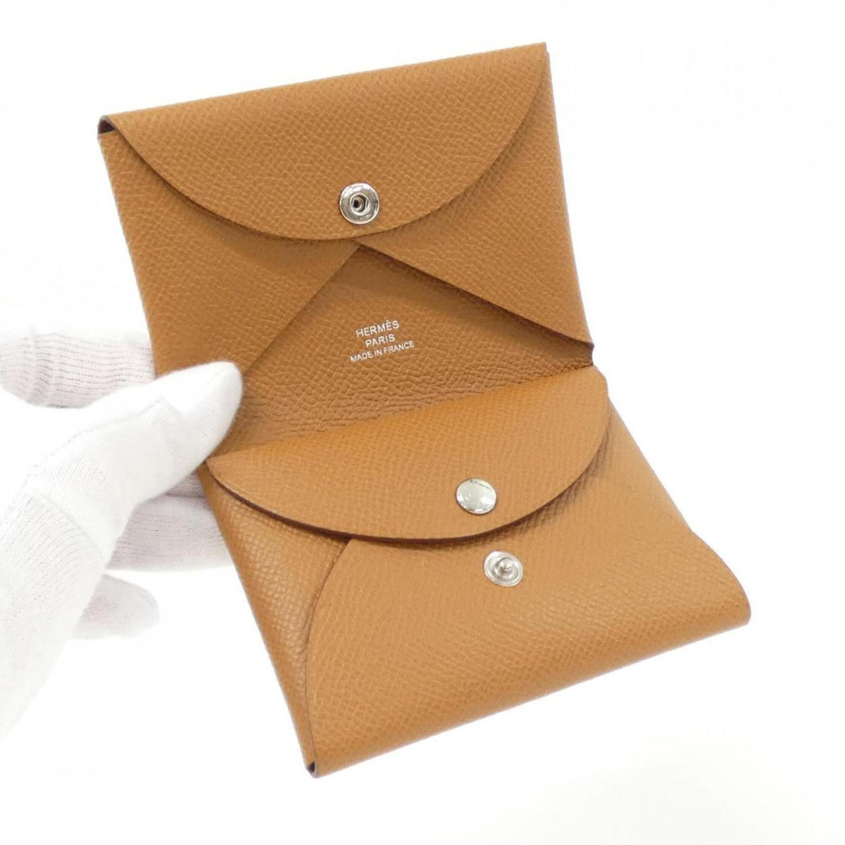 Hermes Gold Brown Epsom Leather Coin Purse/Coin Case (Pre-Owned)