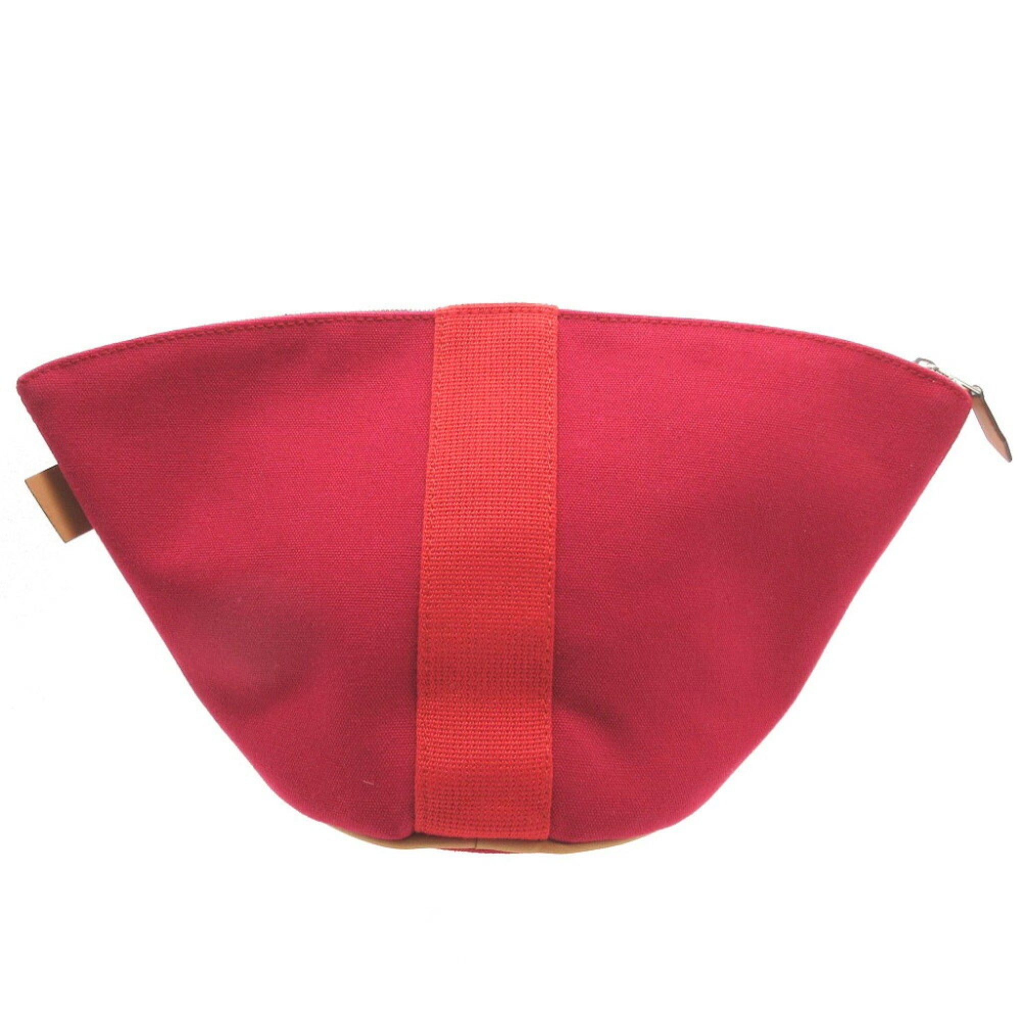 Hermes Prune Rouge Vif Canvas Pouch (Pre-Owned)