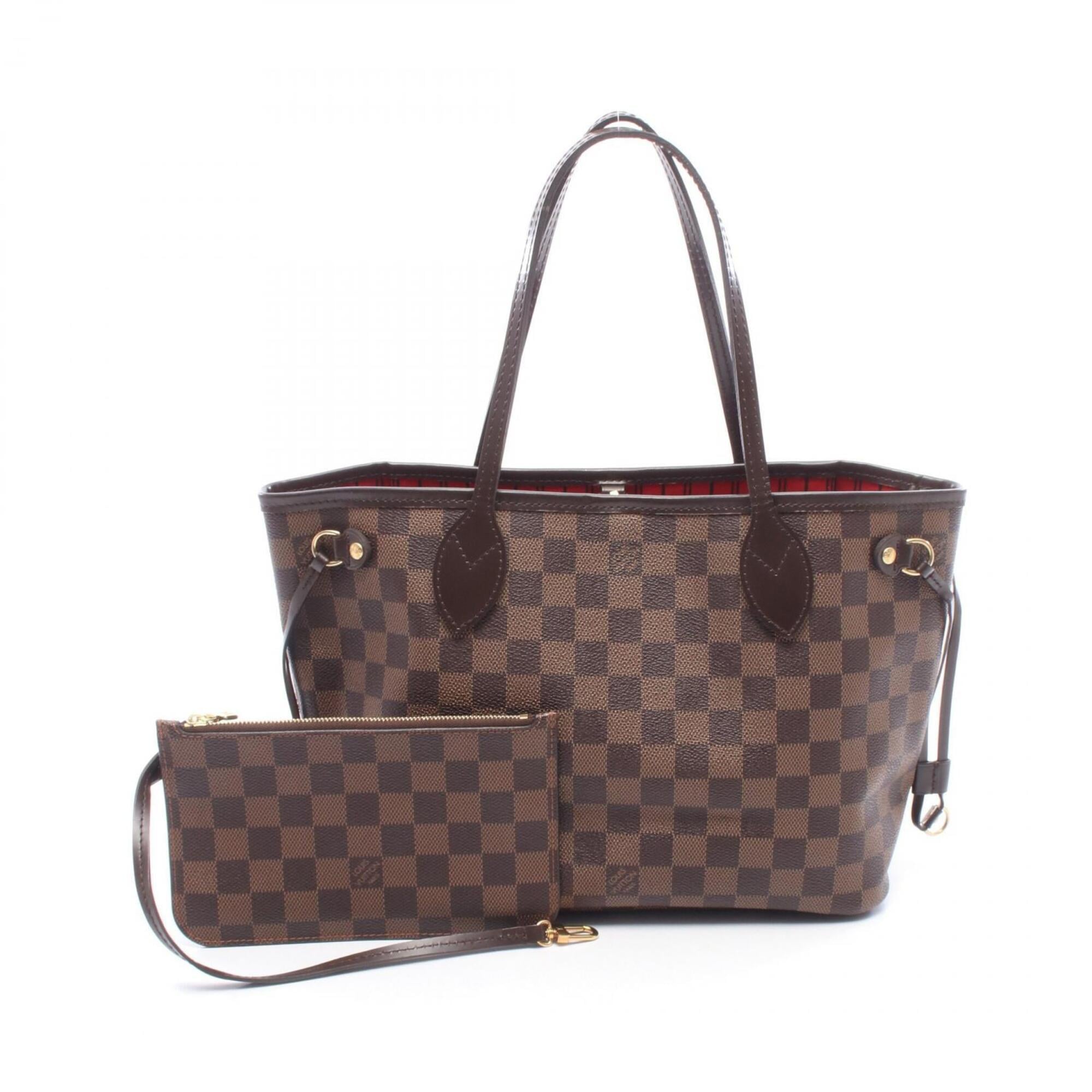 Louis Vuitton Brown Coated Canvas Leather Handbag Pouch Tote Bag (Pre-Owned)