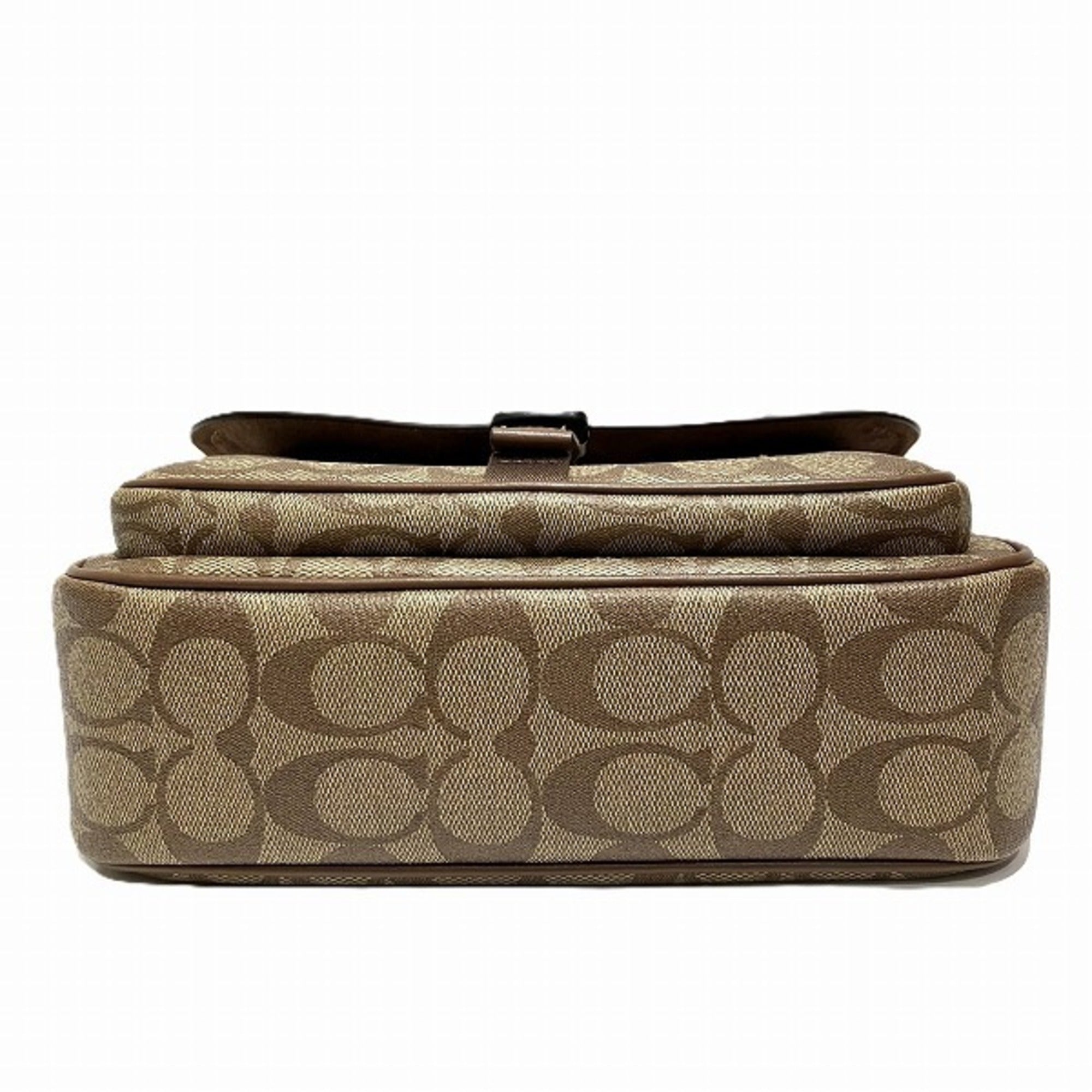Coach Khaki Canvas Leather Messenger Bag Shoulder Bag (Pre-Owned)