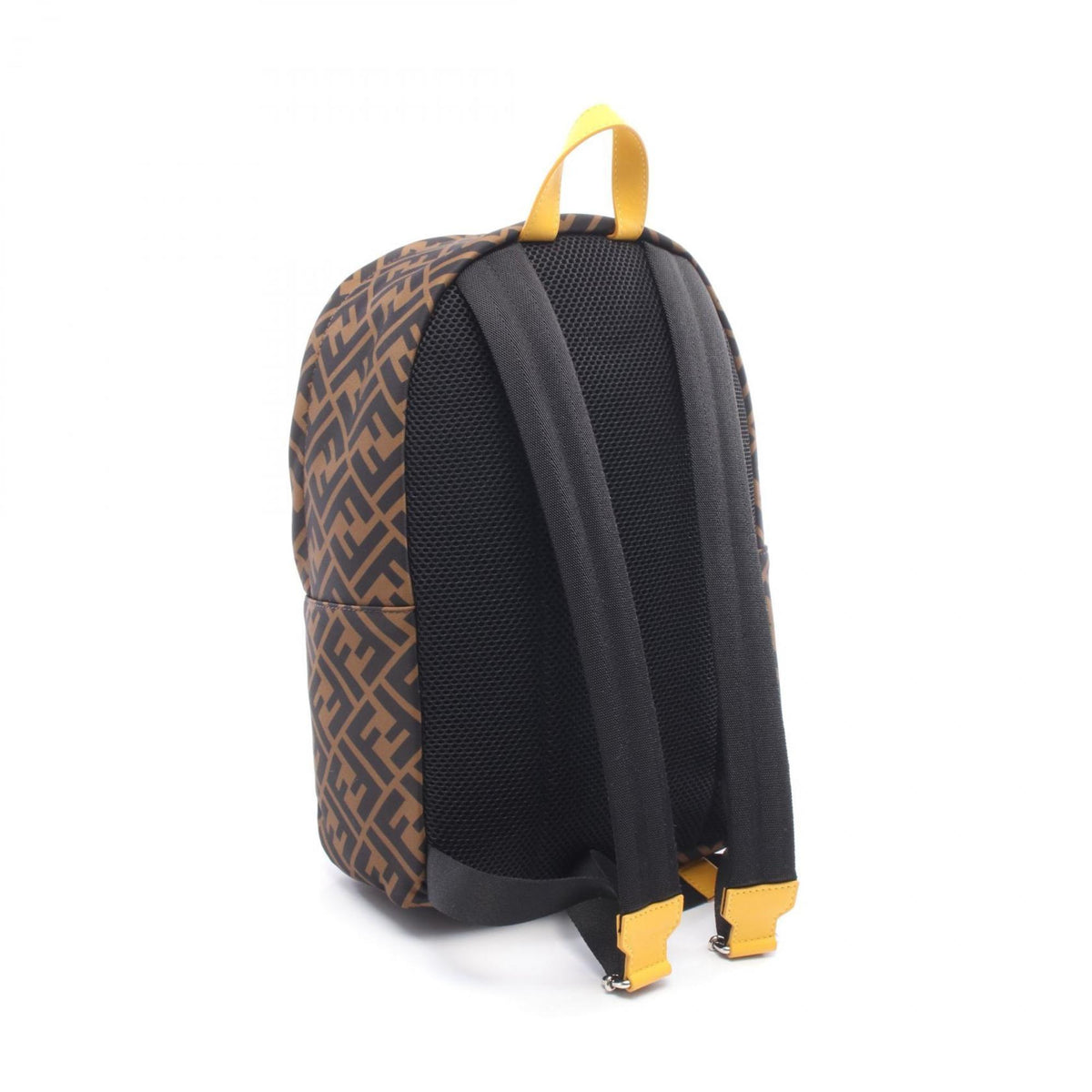 Fendi Zucca Black Brown Yellow Nylon Leather Backpack (Pre-Owned)