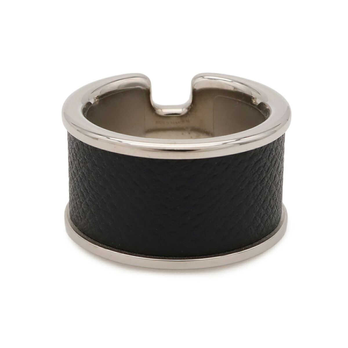 Hermes Silver Black Metal Band Ring (Pre-Owned)