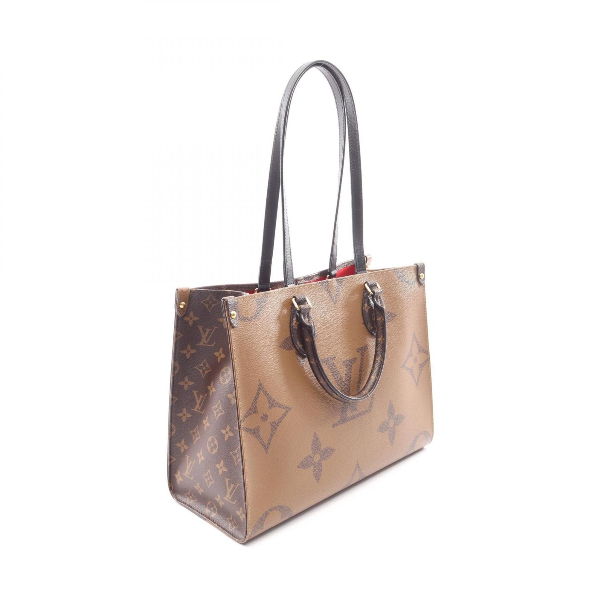 Louis Vuitton Beige Brown Monogram Coated Canvas Leather Handbag Tote Bag (Pre-Owned)