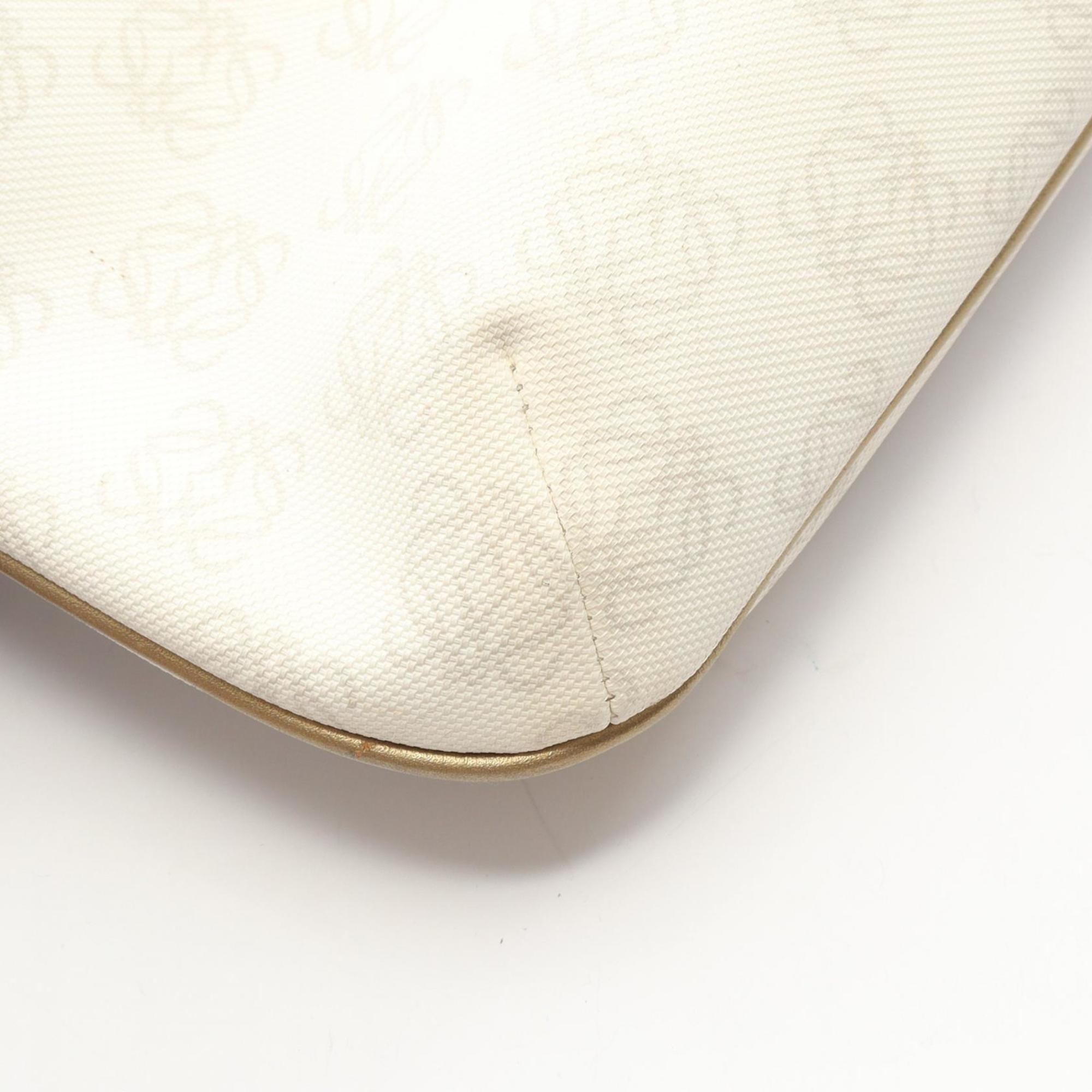 Loewe Gold White Coated Canvas Leather Handbag Shoulder Bag (Pre-Owned)