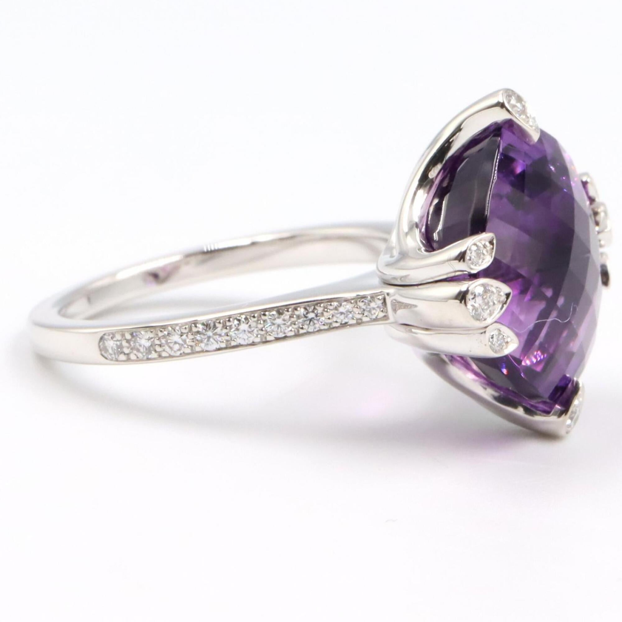 Cartier Silver Clear Purple White Gold (18K) Band Ring (Pre-Owned)