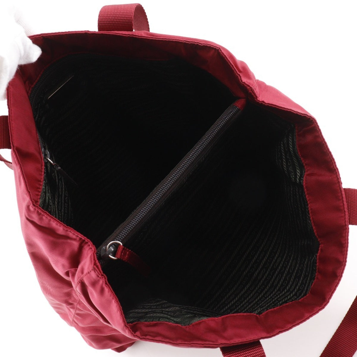 Prada Red Color Nylon Tote Bag (Pre-Owned)