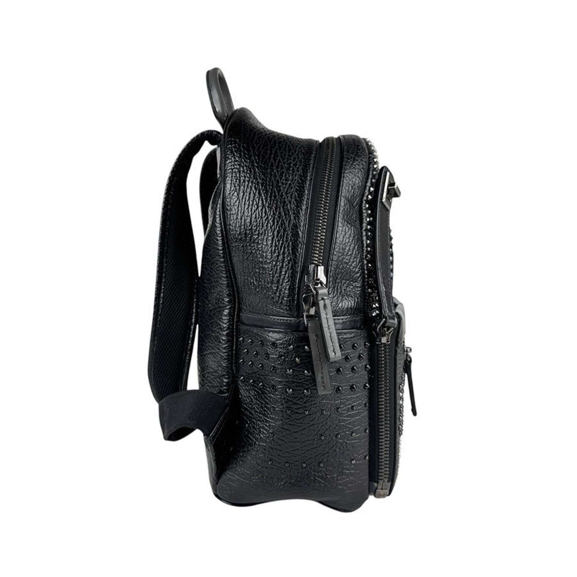 Mcm Black Navy Silver Metal Leather Backpack (Pre-Owned)