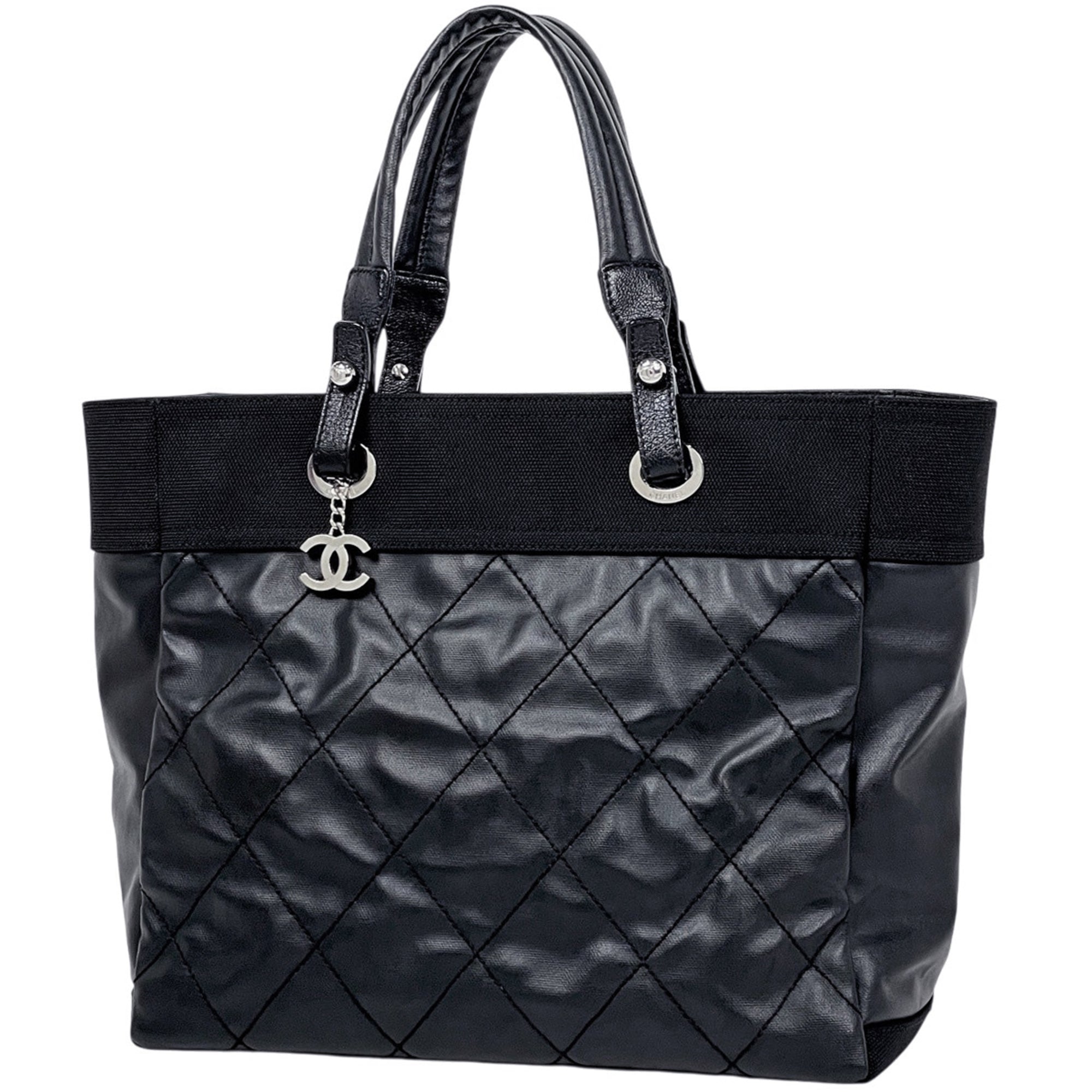 Chanel Black Coated Canvas Tote Bag (Pre-Owned)
