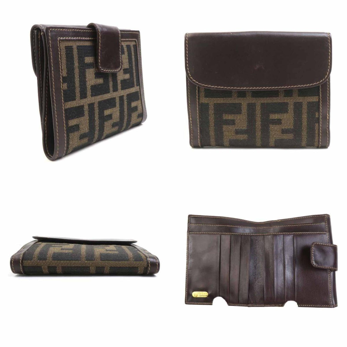 Fendi Brown Canvas Leather Wallet (Bi-Fold) (Pre-Owned)