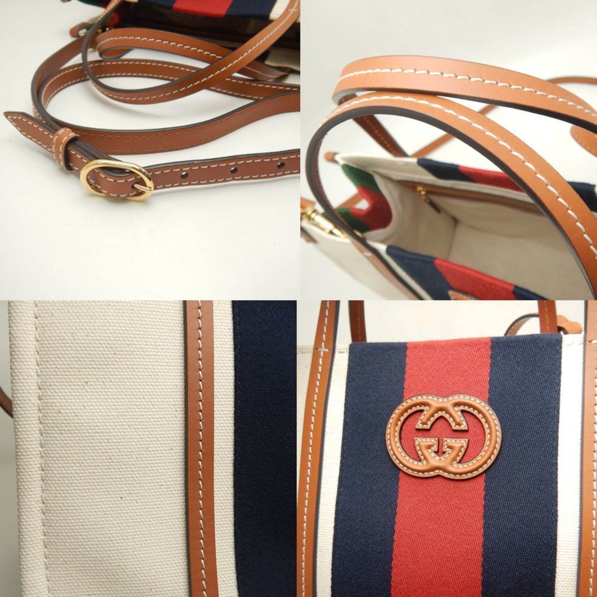 Gucci Brown Ivory Canvas Tote Bag (Pre-Owned)