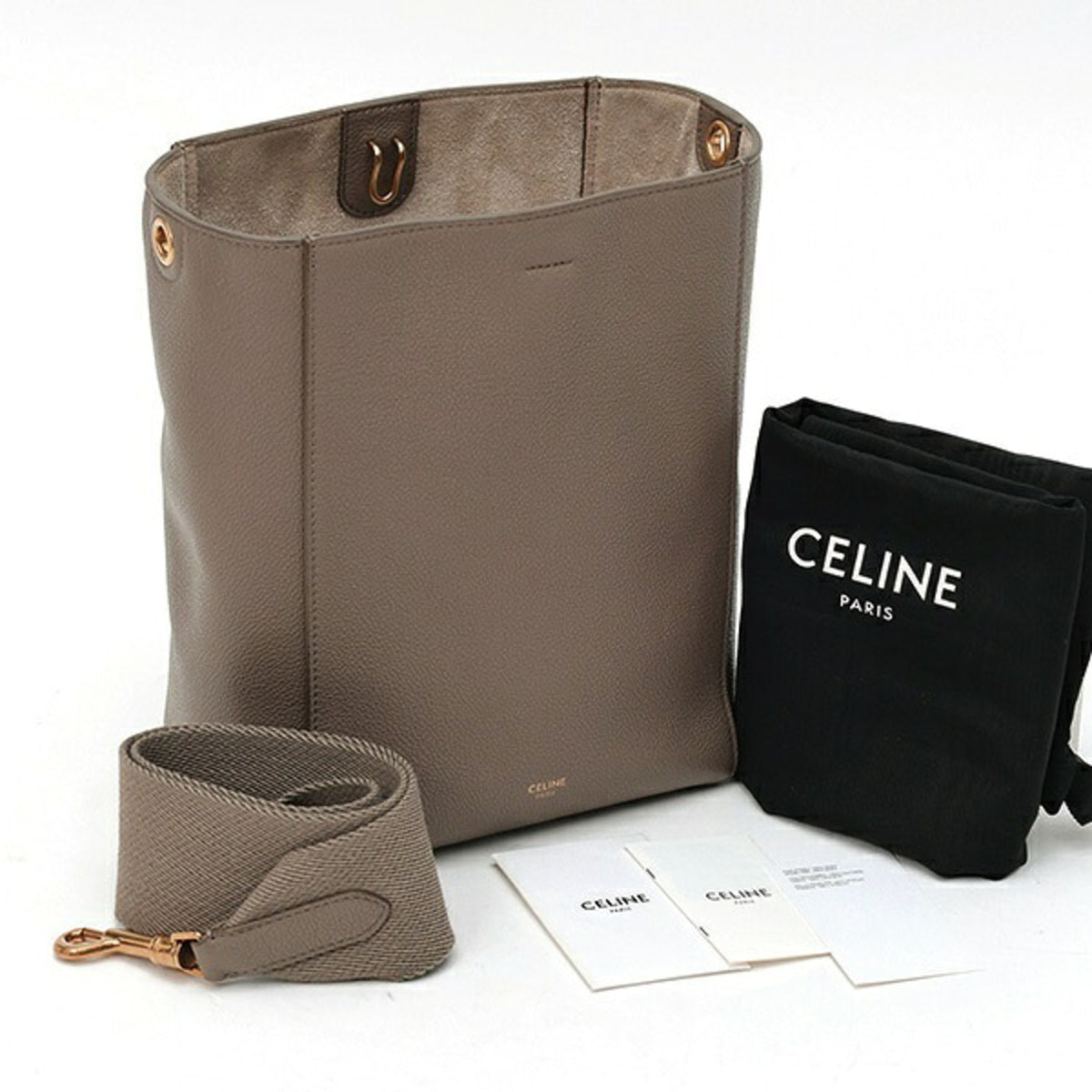 Celine Grayish Leather Shoulder Bag (Pre-Owned)